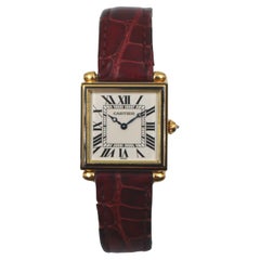 Cartier Obus Carree 1990s Cassa in smalto nero e lancette Breguet 24mm Pre-Owned