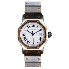 Cartier Octagon 30mm Two-Tone Yellow Gold & Stainless Steel Santos Auto., 1980s