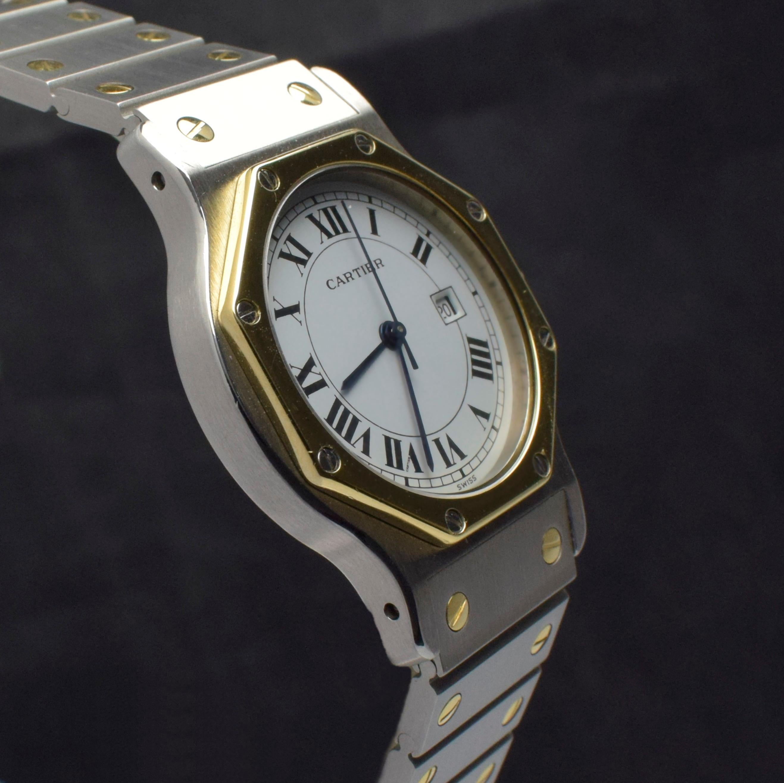 Cartier Octagon Two-Tone 18K YG & Stainless Steel  Auto. w/service paper, 1980s 1