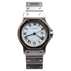 Cartier Octagon zweifarbig 18K YG & Edelstahl Auto. mit Servicepapier, 1980er-Jahre