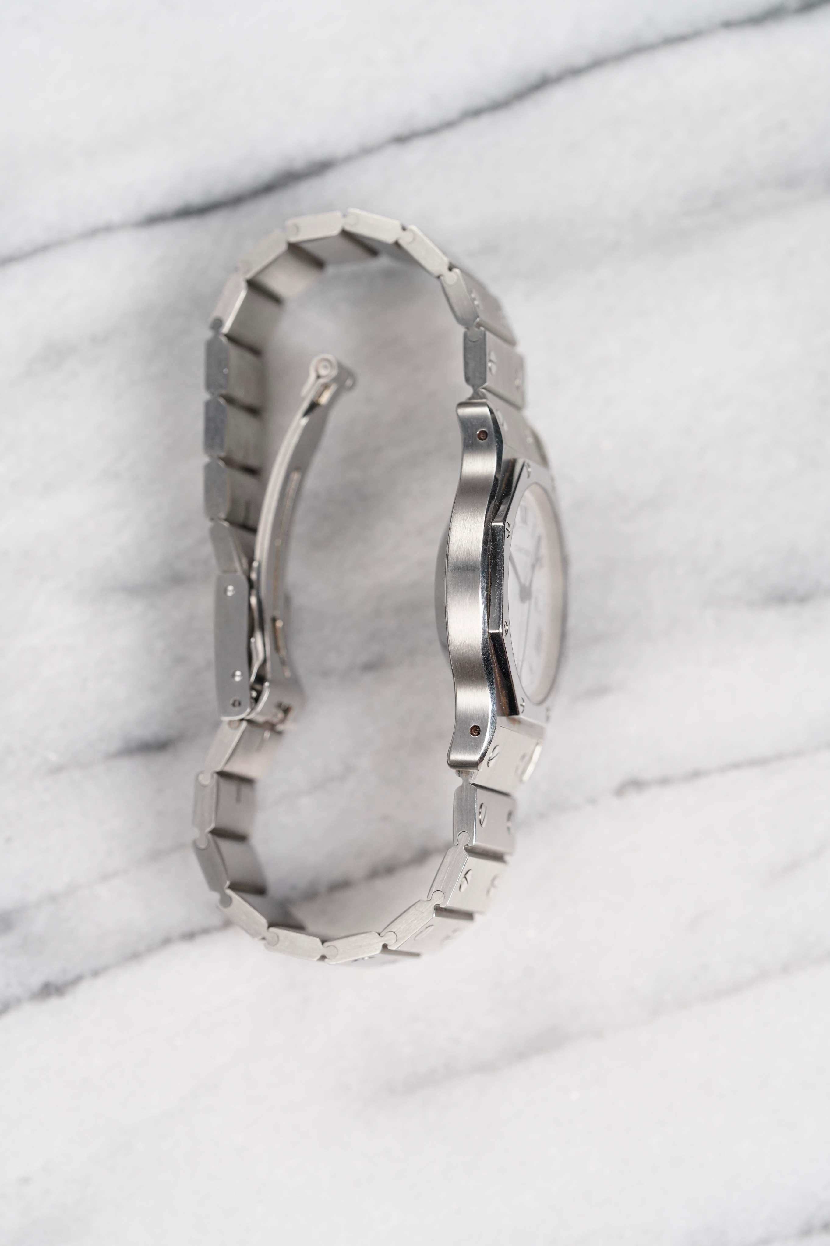Reloj Cartier Octógono Blanco Esfera Romana, Años 1980-90 en Bueno estado para la venta en New York, NY