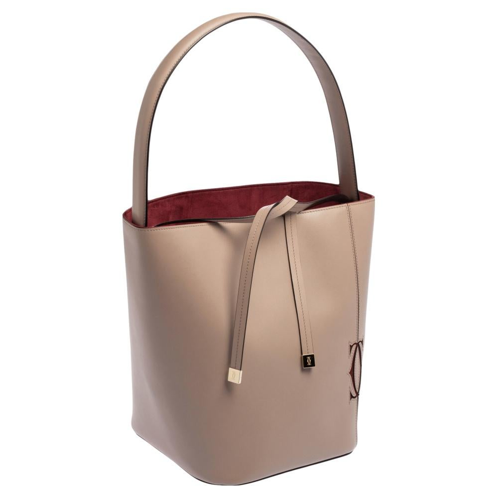 Brown Cartier Old Rose Pink Leather Must C Bucket Bag