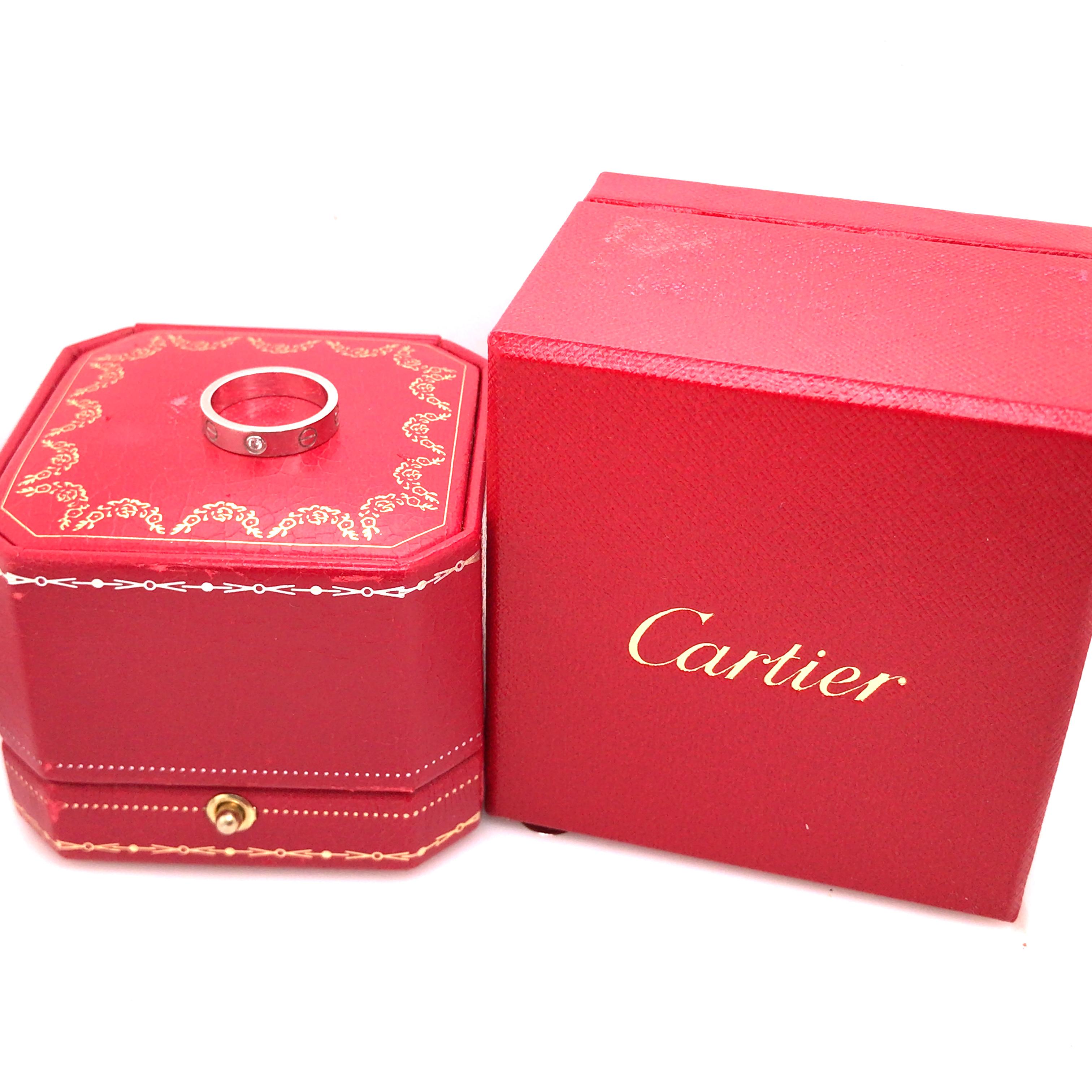 Cartier One Diamond Love Ring in 18K White Gold In Good Condition In Boca Raton, FL