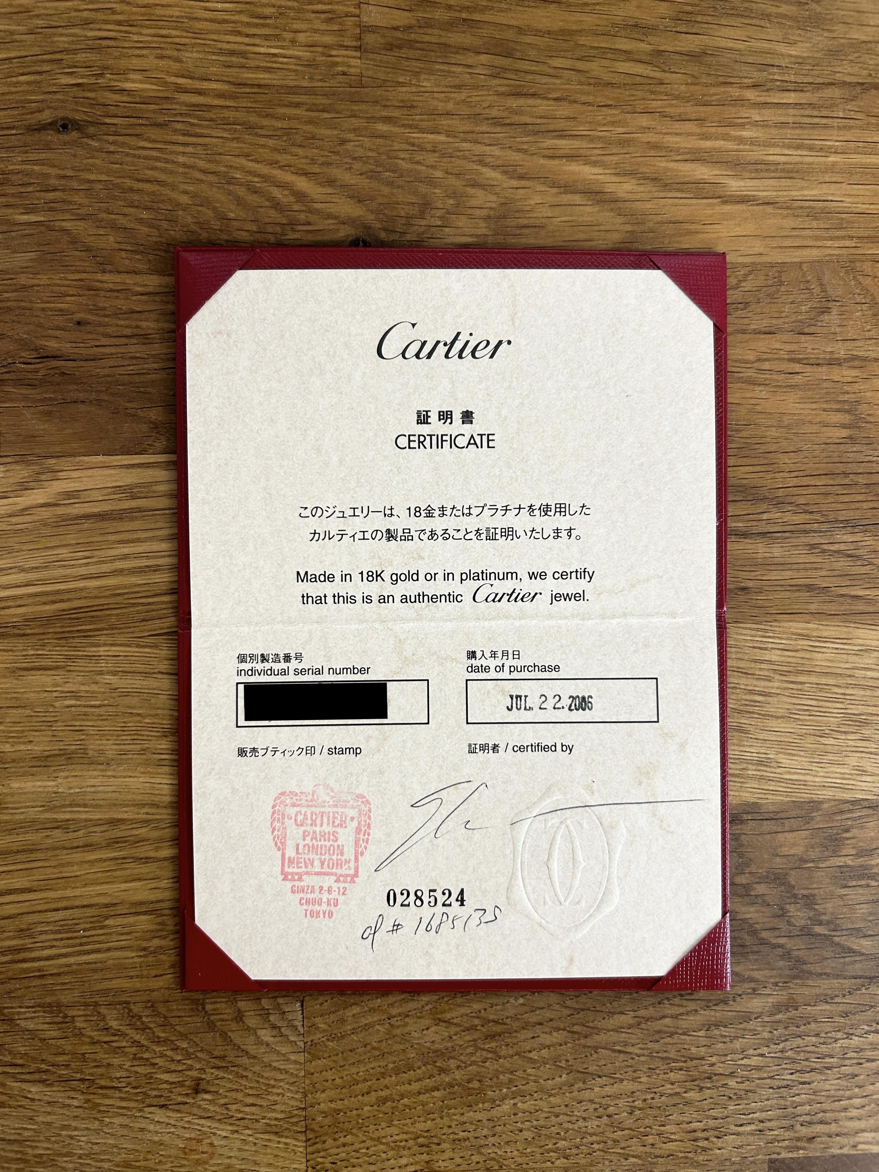 Brilliant Cut Cartier One Diamond LOVE Wedding Ring Size G 1/2 (46) For Sale
