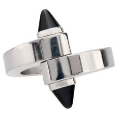 Cartier anello bypass menotte in oro bianco 18 carati con onice