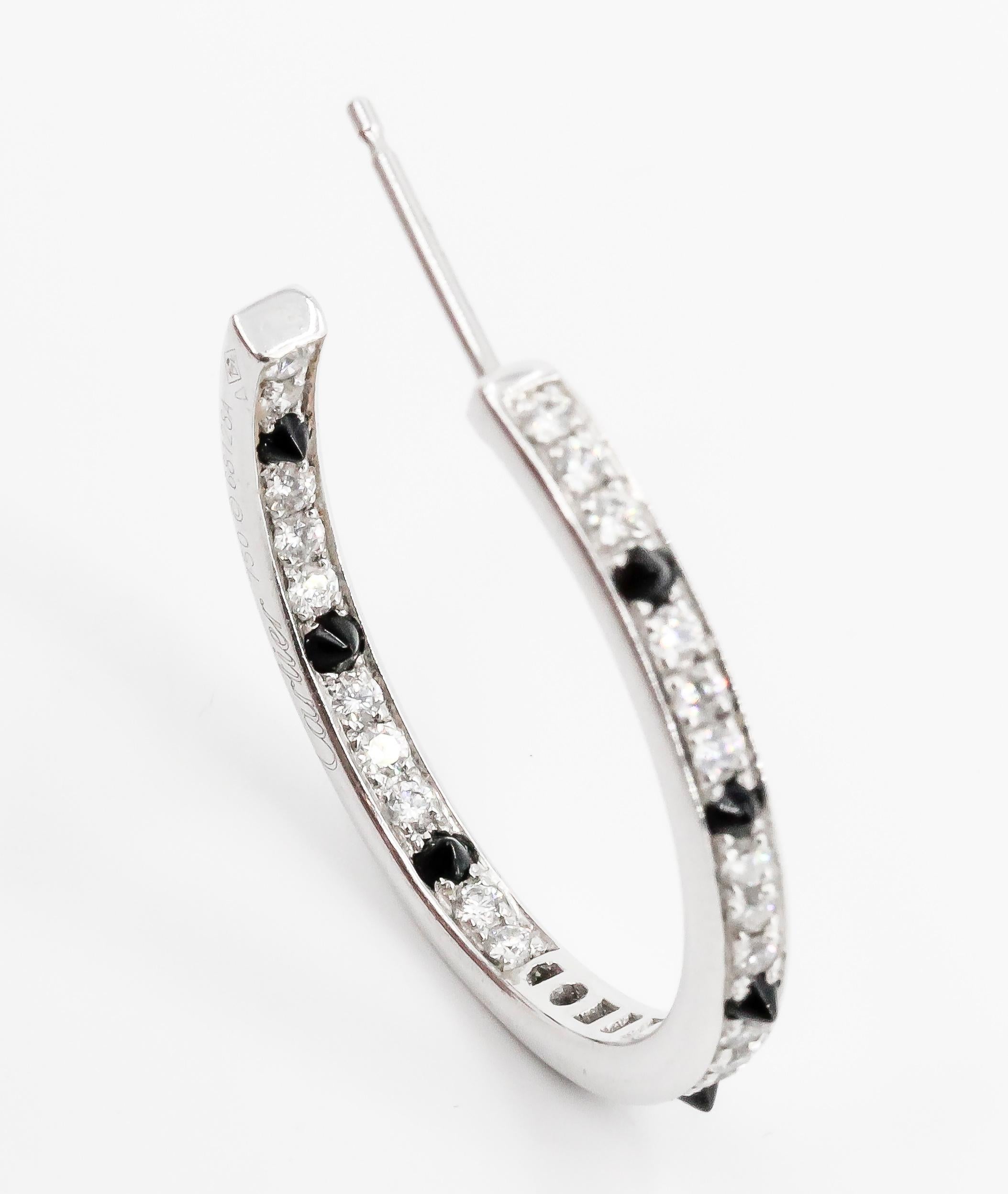 Cartier Onyx, Diamond and 18 Karat White Gold Inside Out Hoop Earrings 6