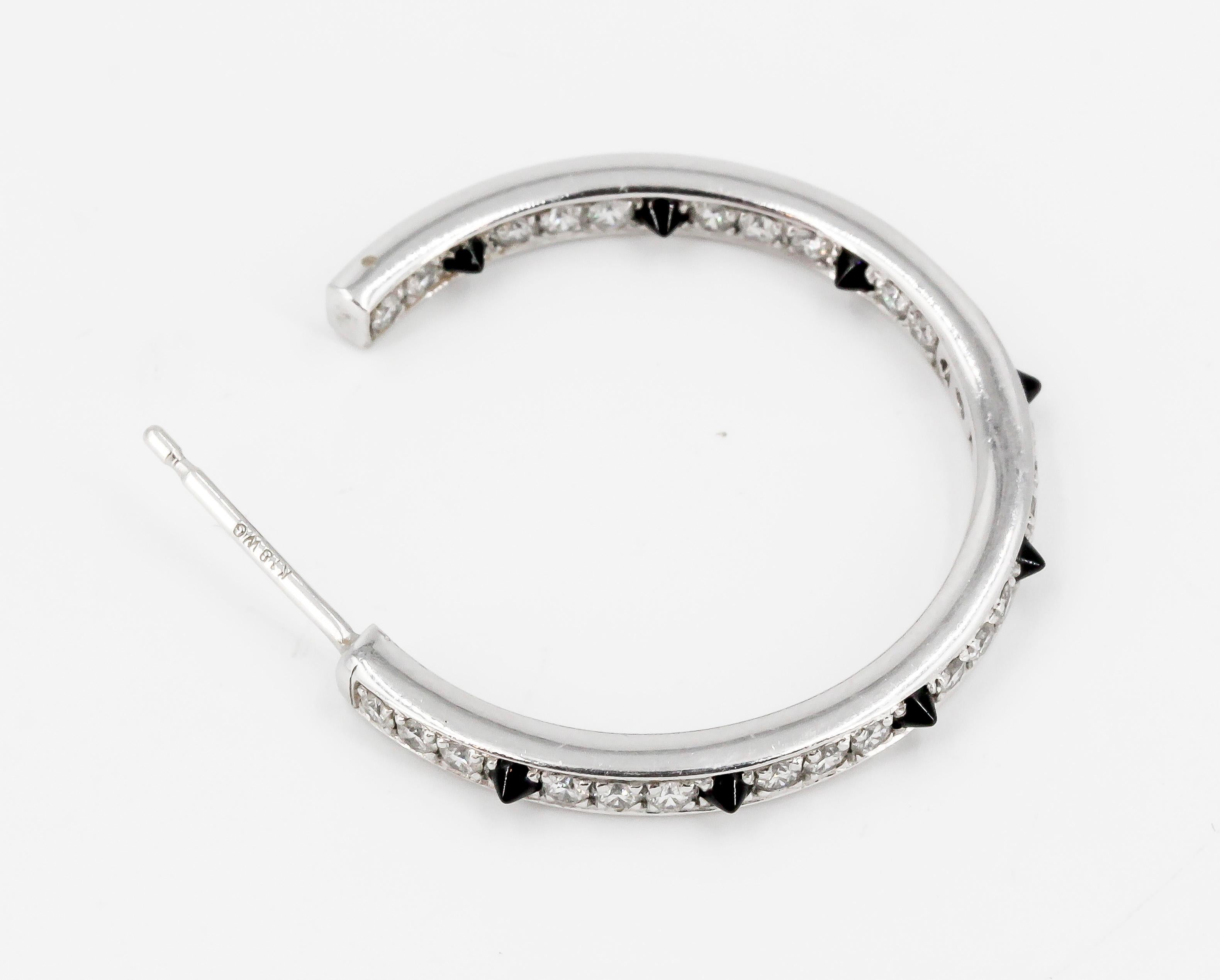 Cartier Onyx, Diamond and 18 Karat White Gold Inside Out Hoop Earrings 5