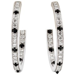 Cartier Onyx, Diamond and 18 Karat White Gold Inside Out Hoop Earrings