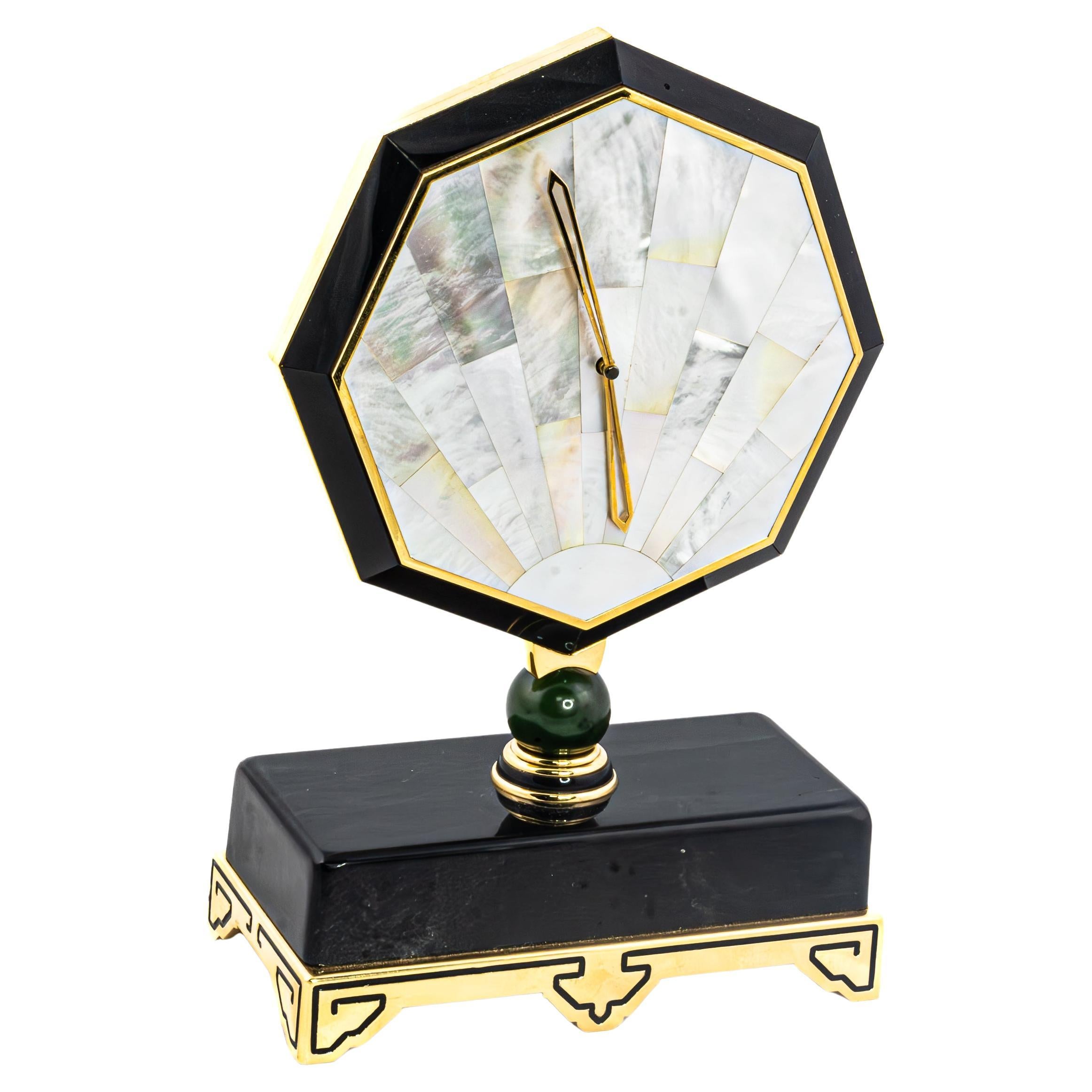 Cartier Onyx & Mother of Pearl Desk Clock
