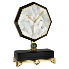 Vintage Cartier Onyx & Mother of Pearl Desk Clock
