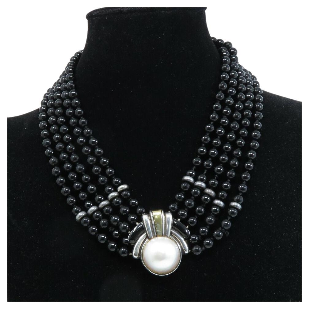 Taglio radiant Collana di perle di onice di Cartier in vendita