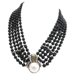 Cartier Onyx Pearls Necklace