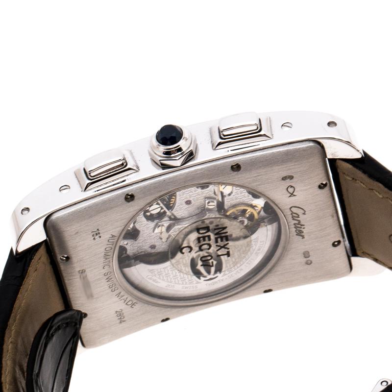 Cartier Opaline 18K White Gold Tank Americaine 2894 Men's Wristwatch 31.40 mm 2
