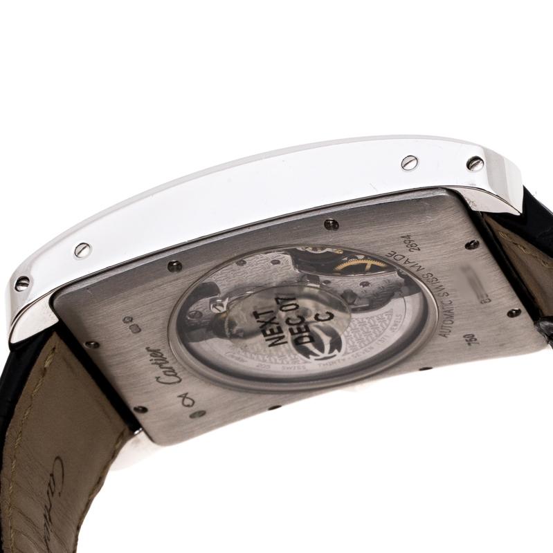 Cartier Opaline 18K White Gold Tank Americaine 2894 Men's Wristwatch 31.40 mm 3