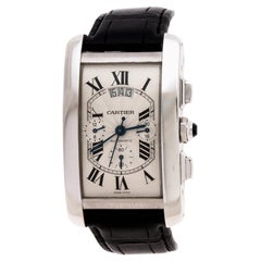 Cartier Opaline 18K White Gold Tank Americaine 2894 Men's Wristwatch 31.40 mm