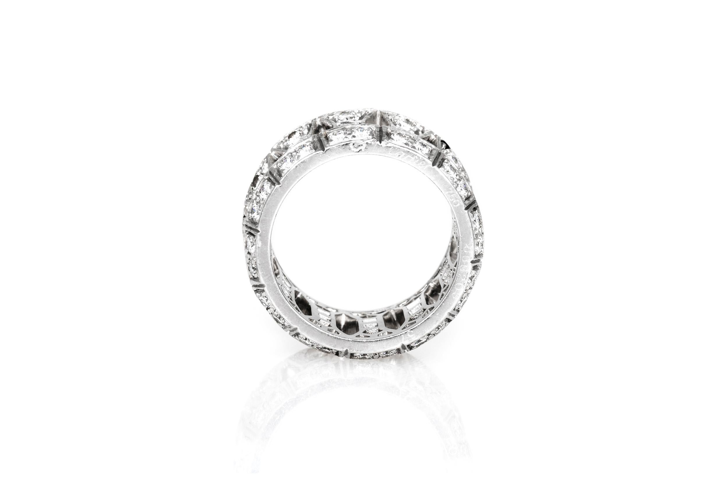 Cartier ring, finely crafted in 18K white gold with brilliant cut diamonds.