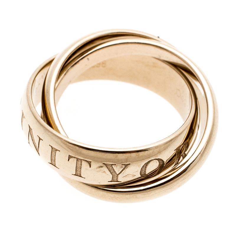 Contemporary Cartier Or Amour Et Trinity 18k Yellow Gold Ring Size 51