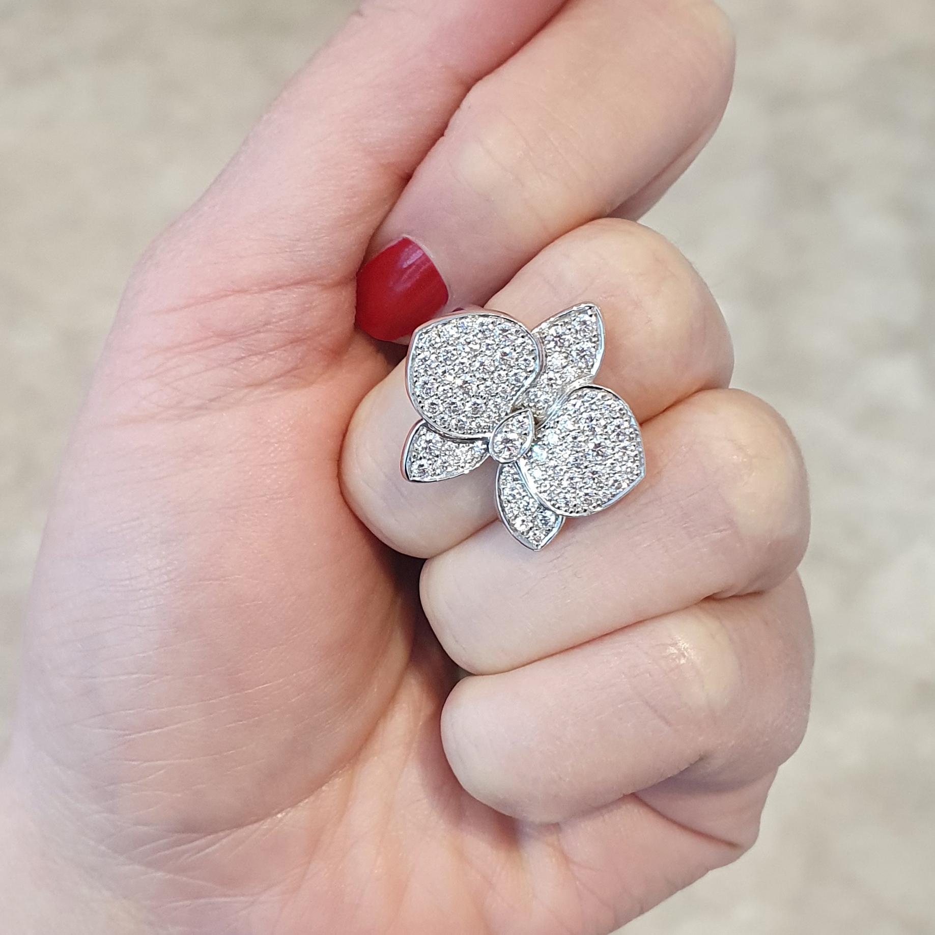 Cartier Caresse D'orchidées Orchid Flower Diamond Gold Cocktail Ring en vente 5