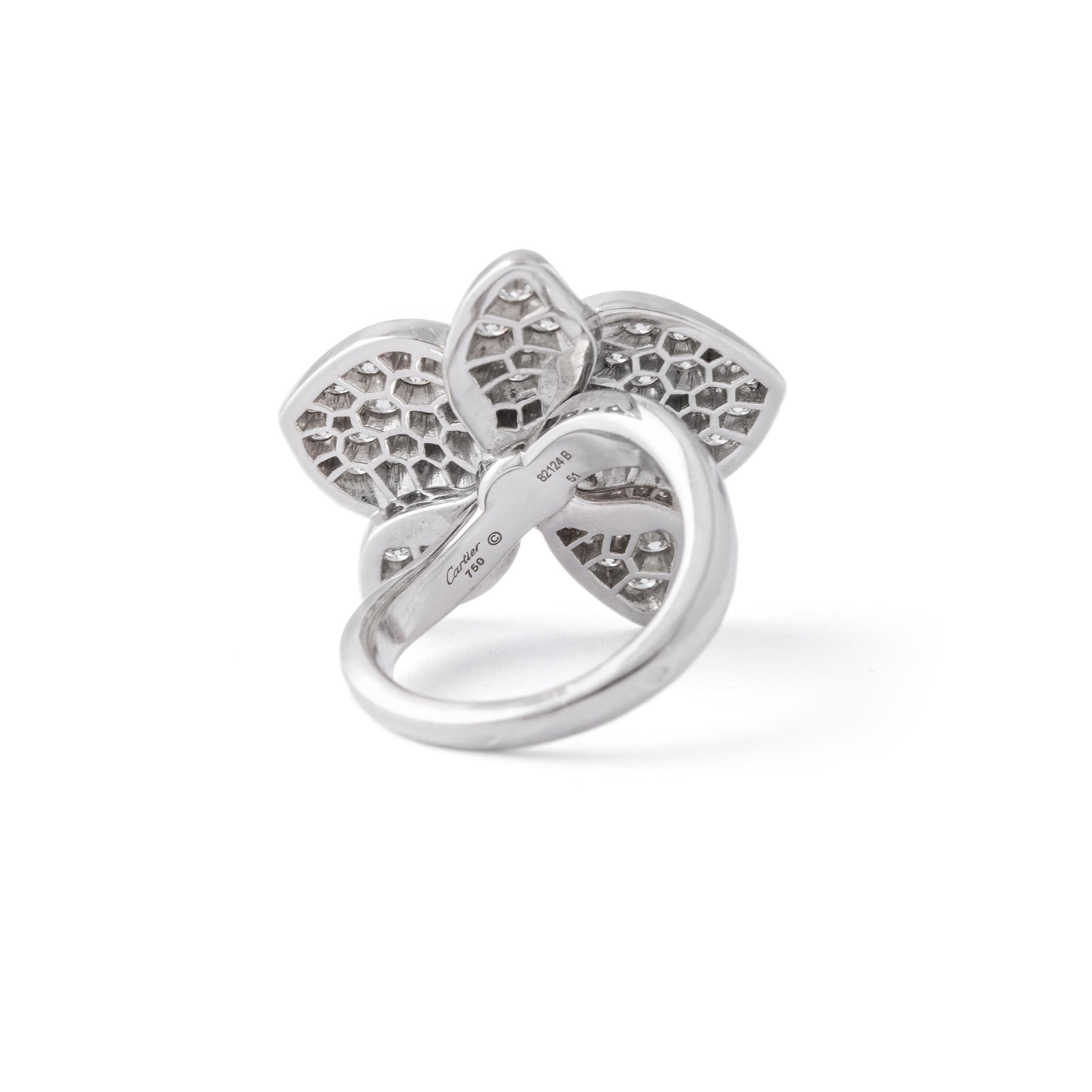 Cartier Caresse D'orchidées Orchid Flower Diamond Gold Cocktail Ring en vente 1
