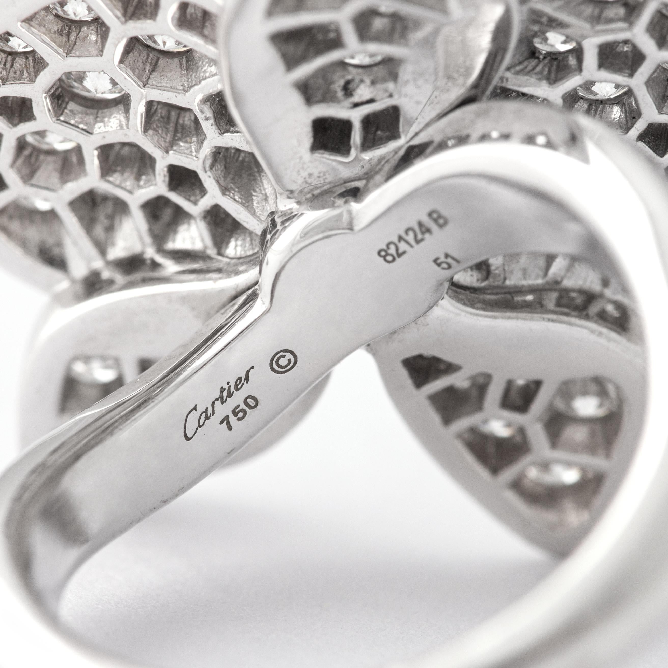 Cartier Caresse D'orchidées Orchid Flower Diamond Gold Cocktail Ring en vente 3