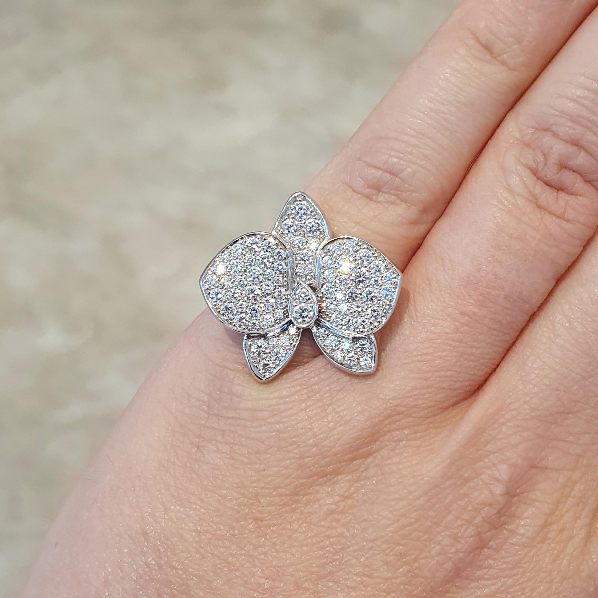 Cartier Caresse D'orchidées Orchid Flower Diamond Gold Cocktail Ring en vente 4