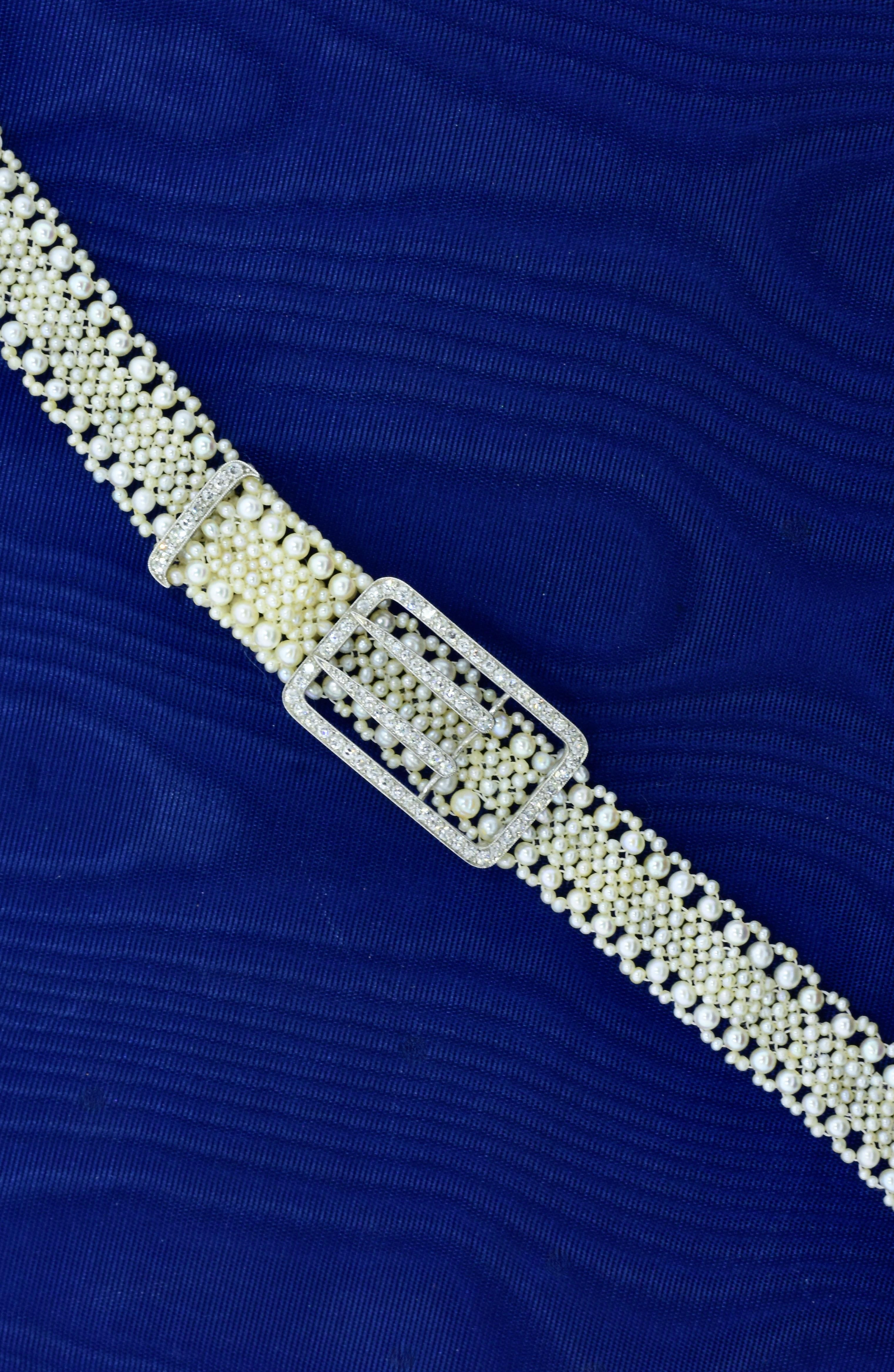 Édouardien Collier de Chien de Cartier Oriental Saltwater Pearl, platine et diamants, vers 1910 en vente