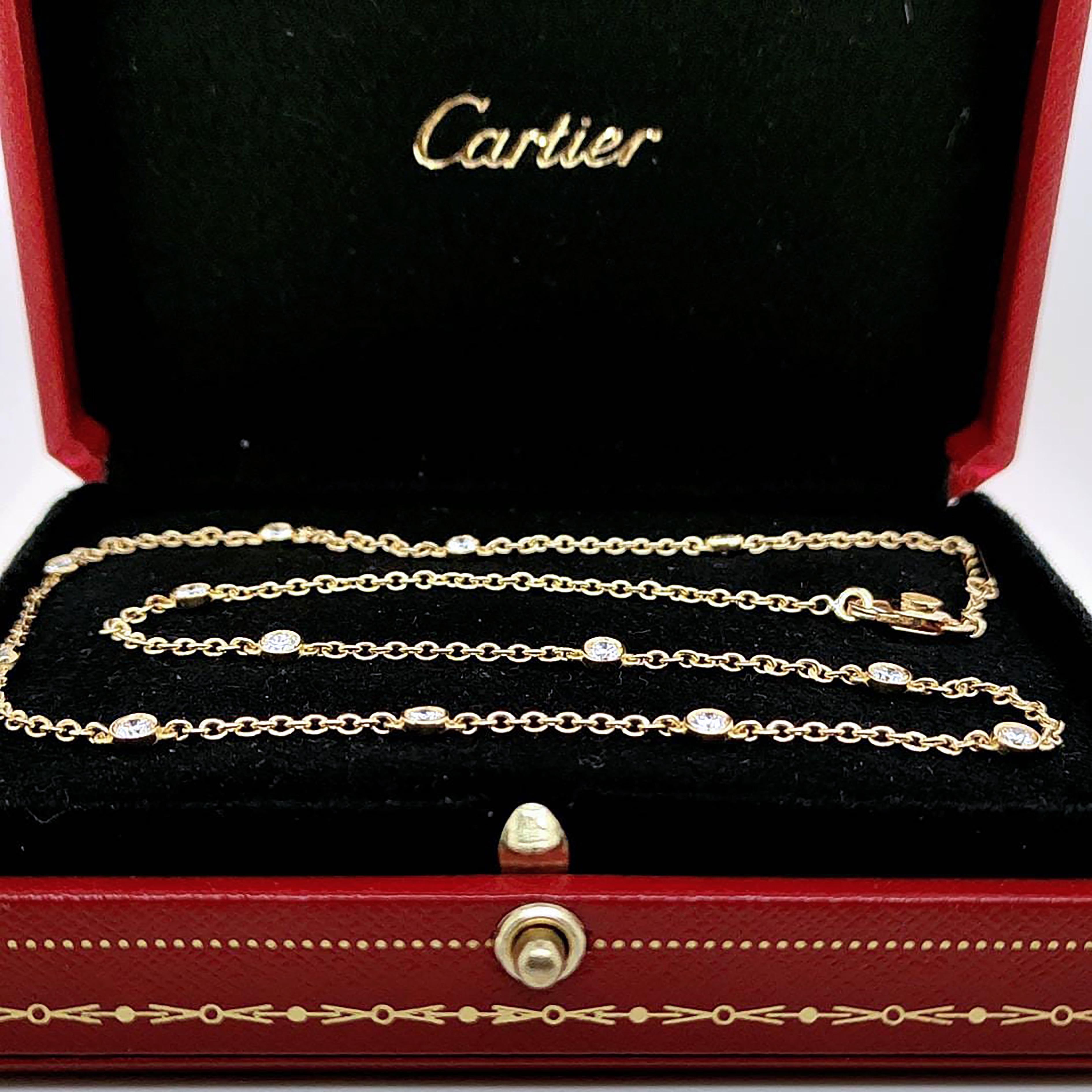 Cartier Original 1985 13 Diamanten by the Yard 18 Karat Gelbgold Halskette im Angebot 5