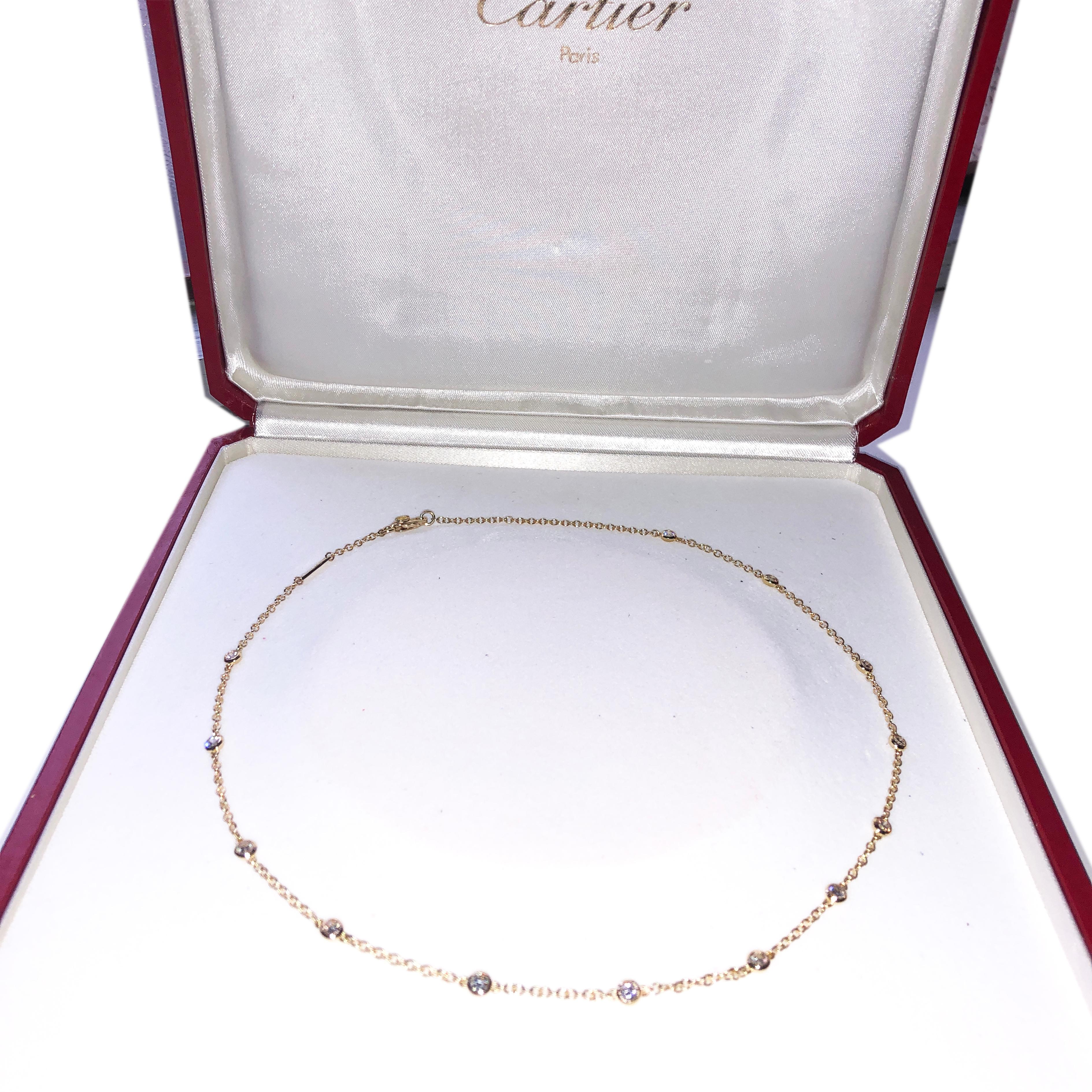 Cartier Original 1985 13 Diamonds by the Yard 18 Karat Yellow Gold Necklace 4