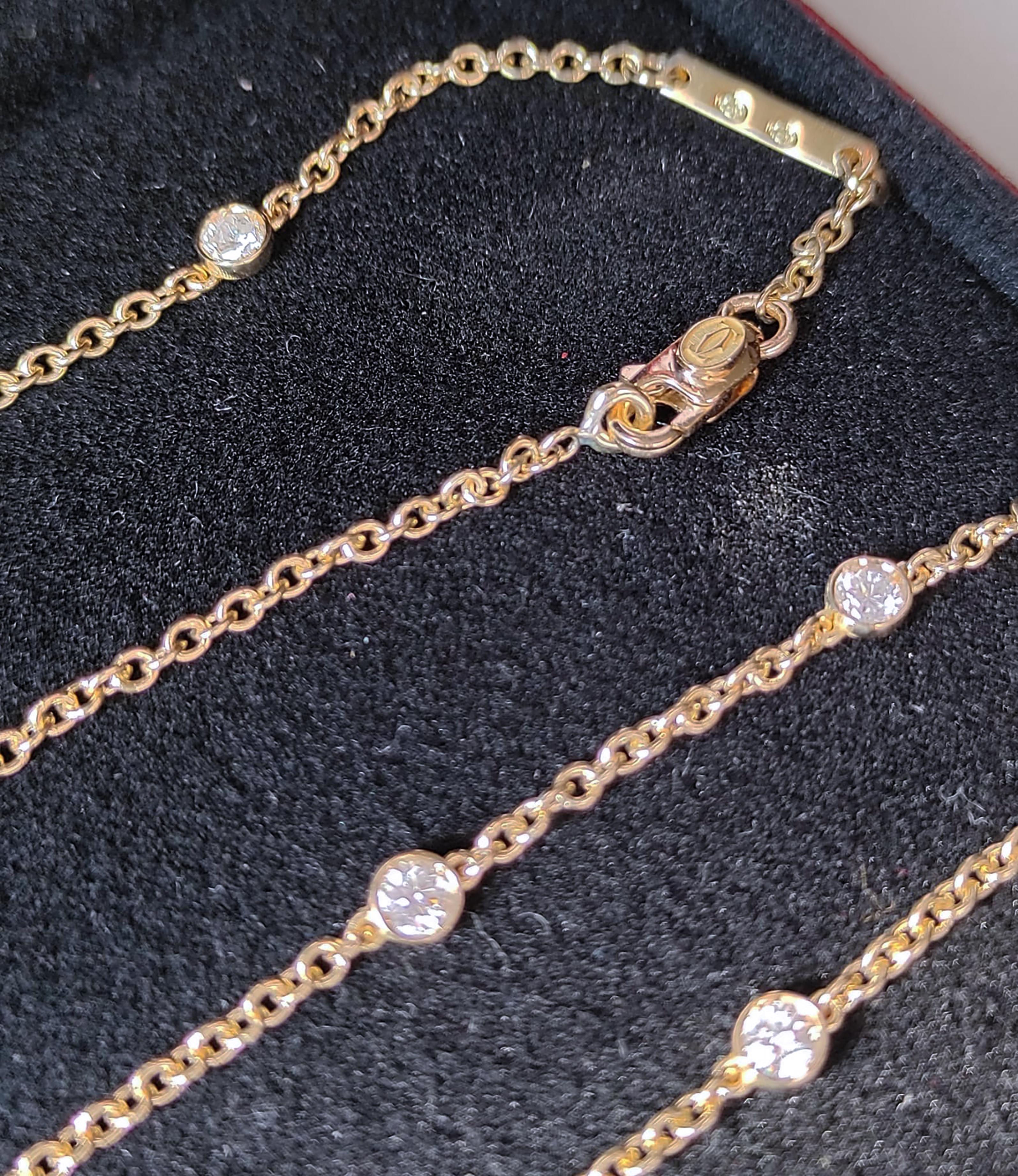 Cartier Original 1985 13 Diamanten by the Yard 18 Karat Gelbgold Halskette im Angebot 6