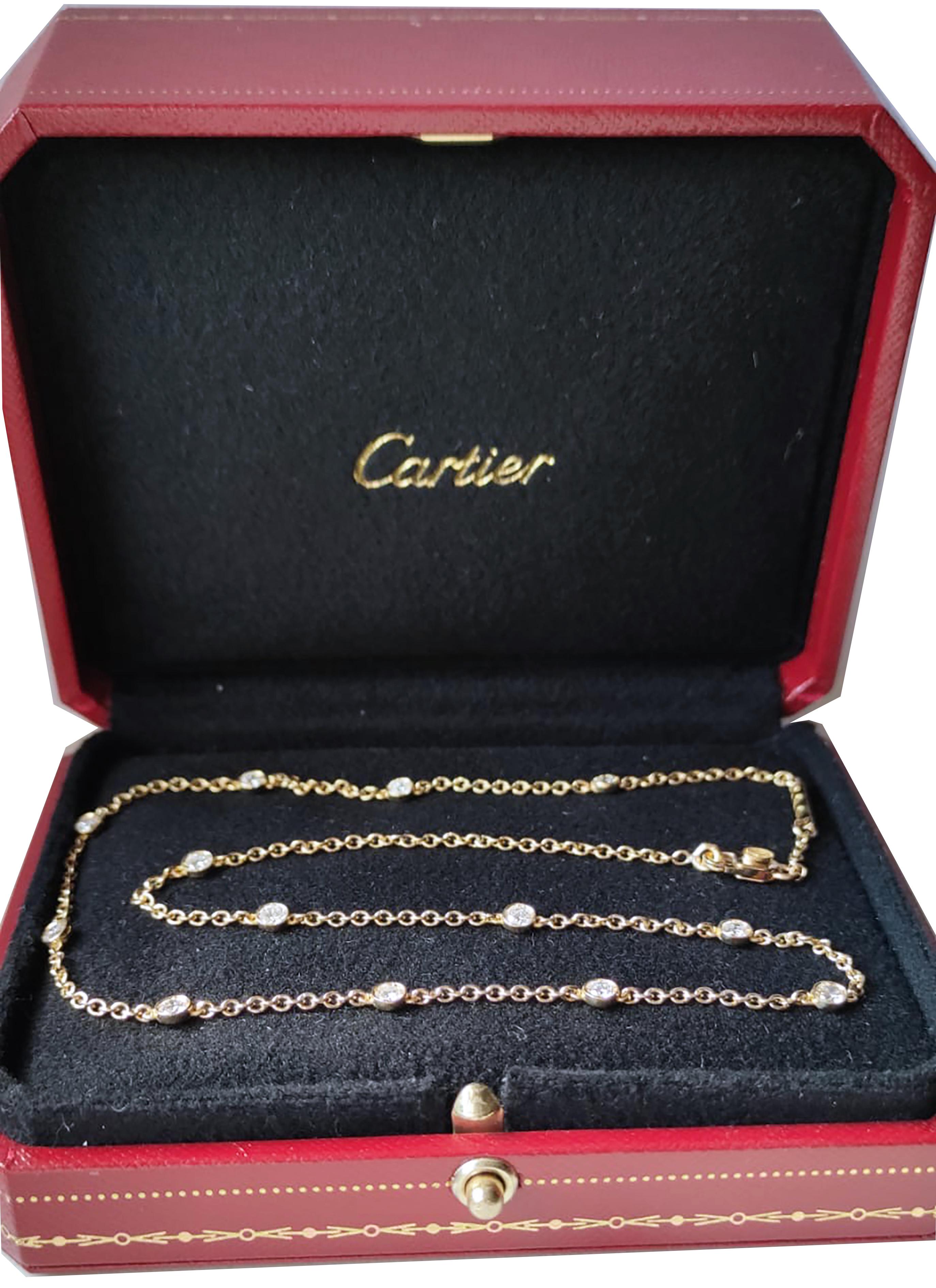 Cartier Original 1985 13 Diamanten by the Yard 18 Karat Gelbgold Halskette im Angebot 7