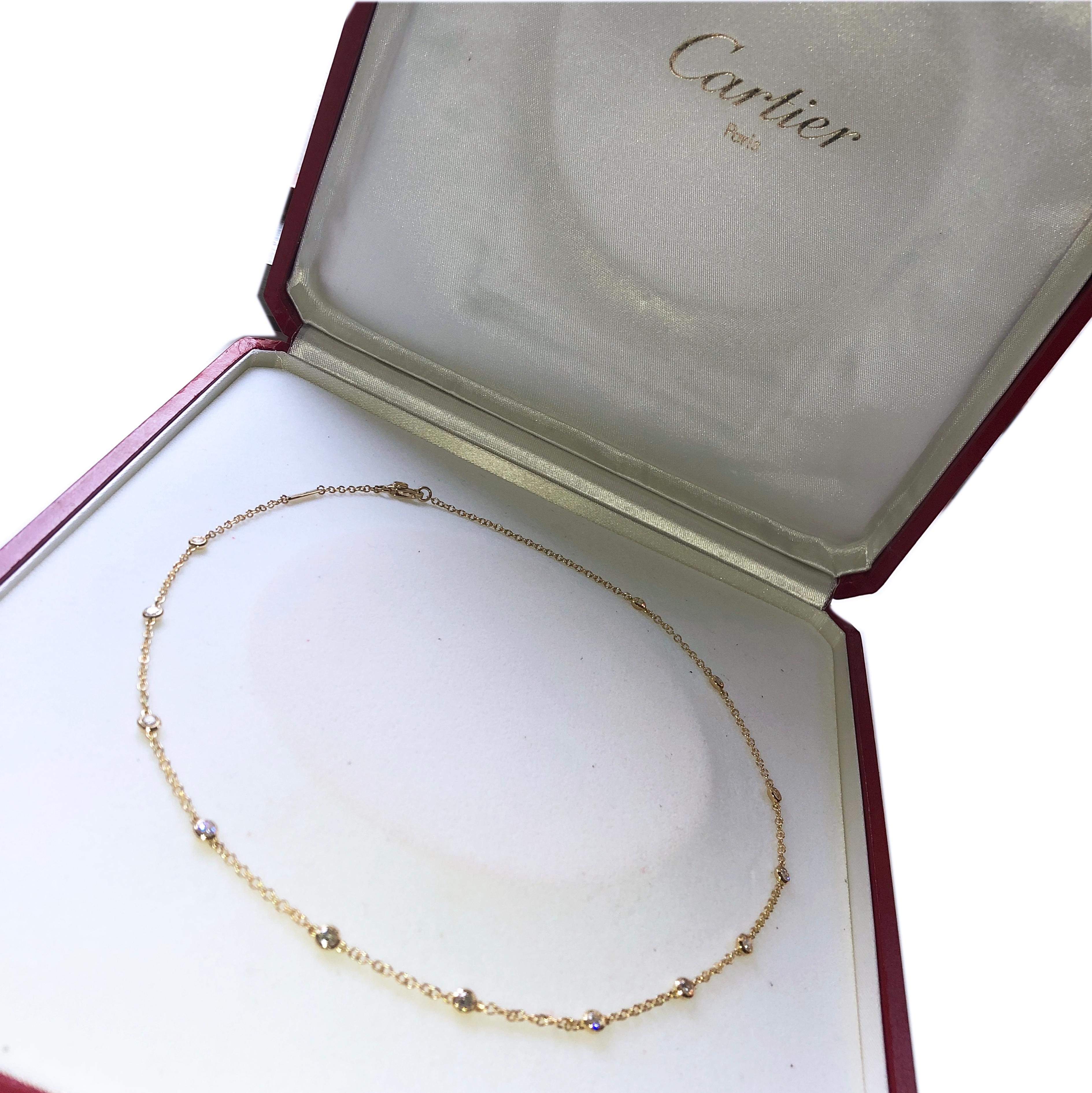 Cartier Original 1985 13 Diamonds by the Yard 18 Karat Yellow Gold Necklace 6