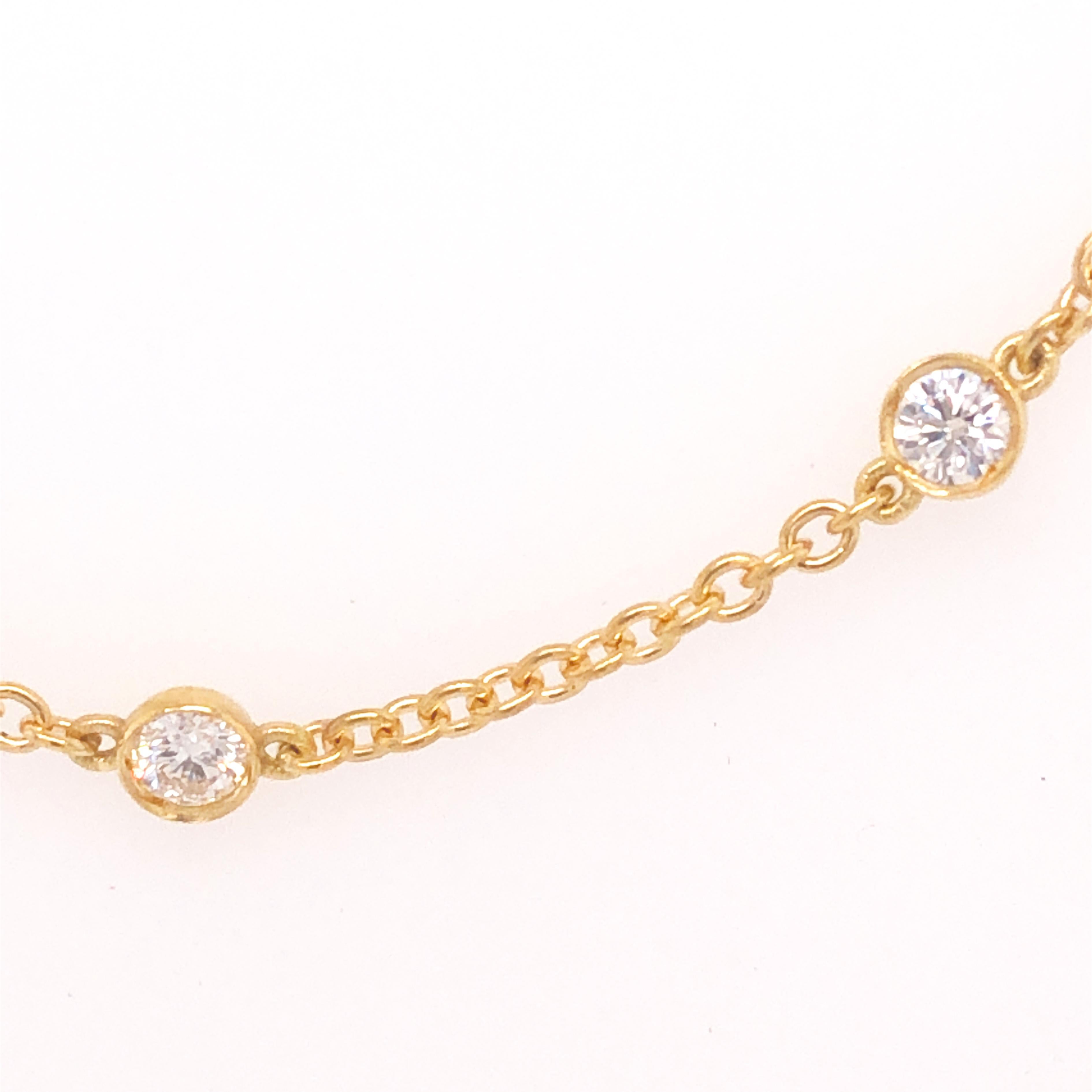 Original 1985, Extremely Rare Cartier Diamonds by the Yard 18Kt Yellow Gold 17.32 inches(44cm) Necklace: Cartier develops the idea of deploying exceptional diamonds into a minimalist design.
A simple, all time wearable yellow chain is interlinked