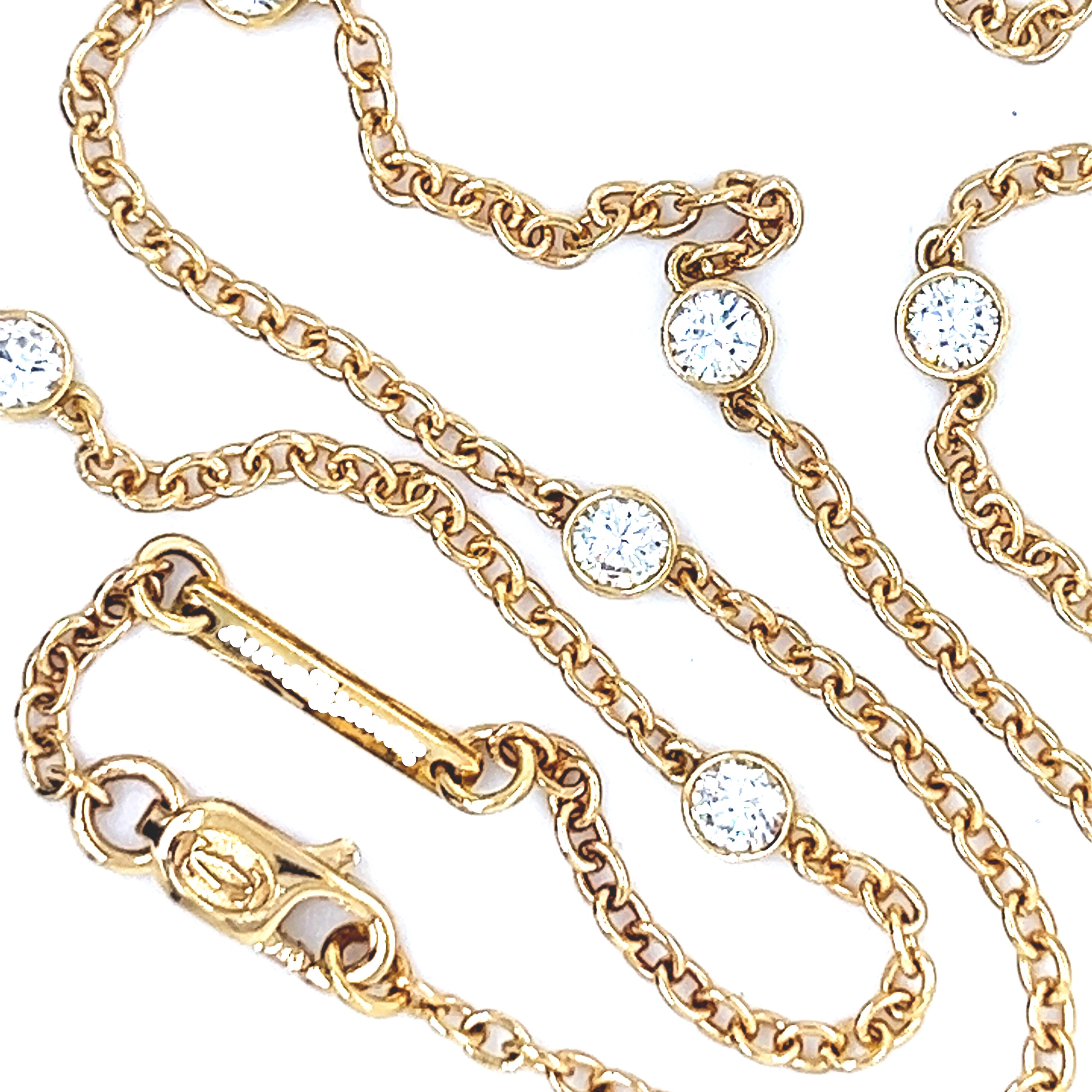 Cartier Original 1985 13 Diamanten by the Yard 18 Karat Gelbgold Halskette (Zeitgenössisch) im Angebot