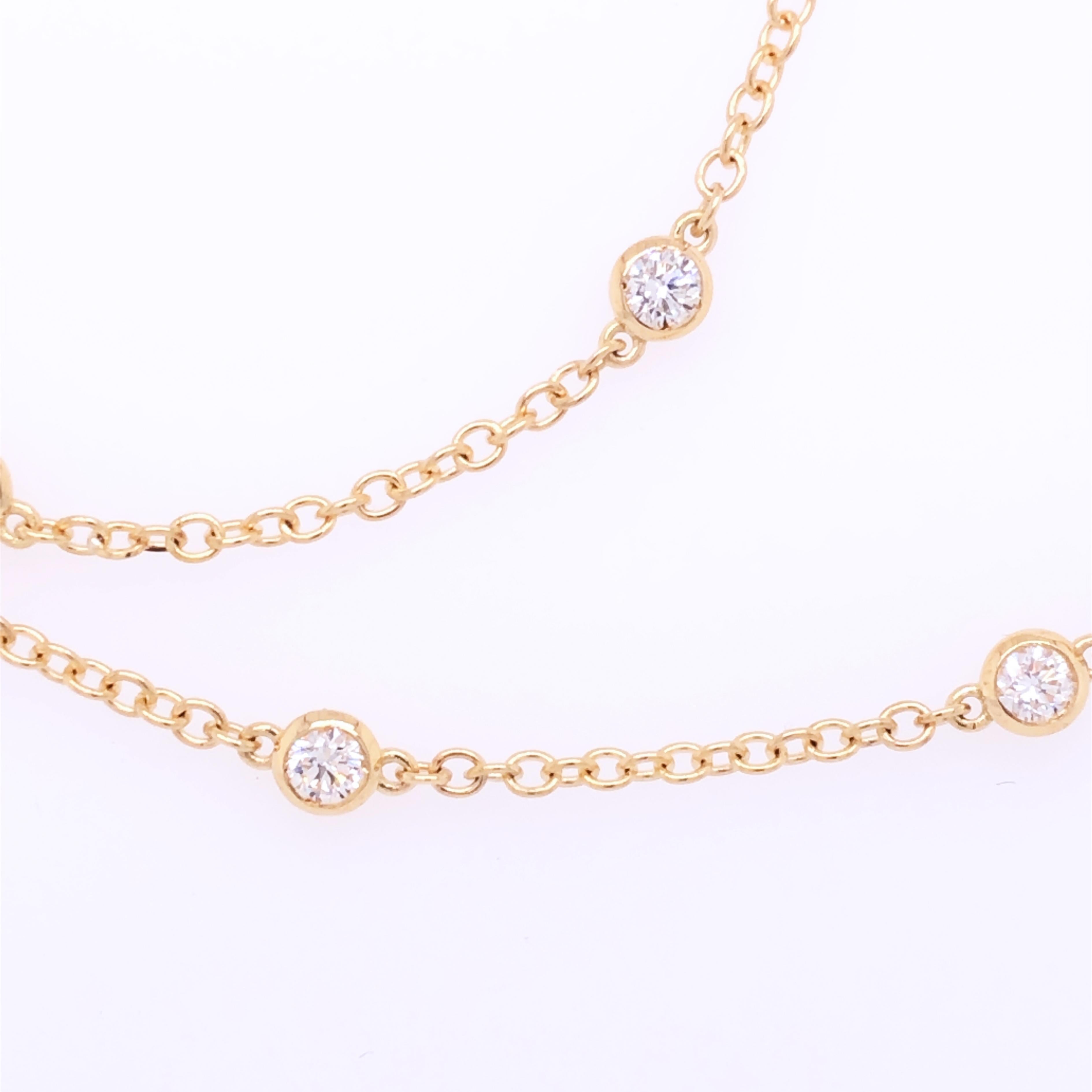 Taille brillant Cartier Original 1985 13 Diamants au mètre Collier en or jaune 18 carats