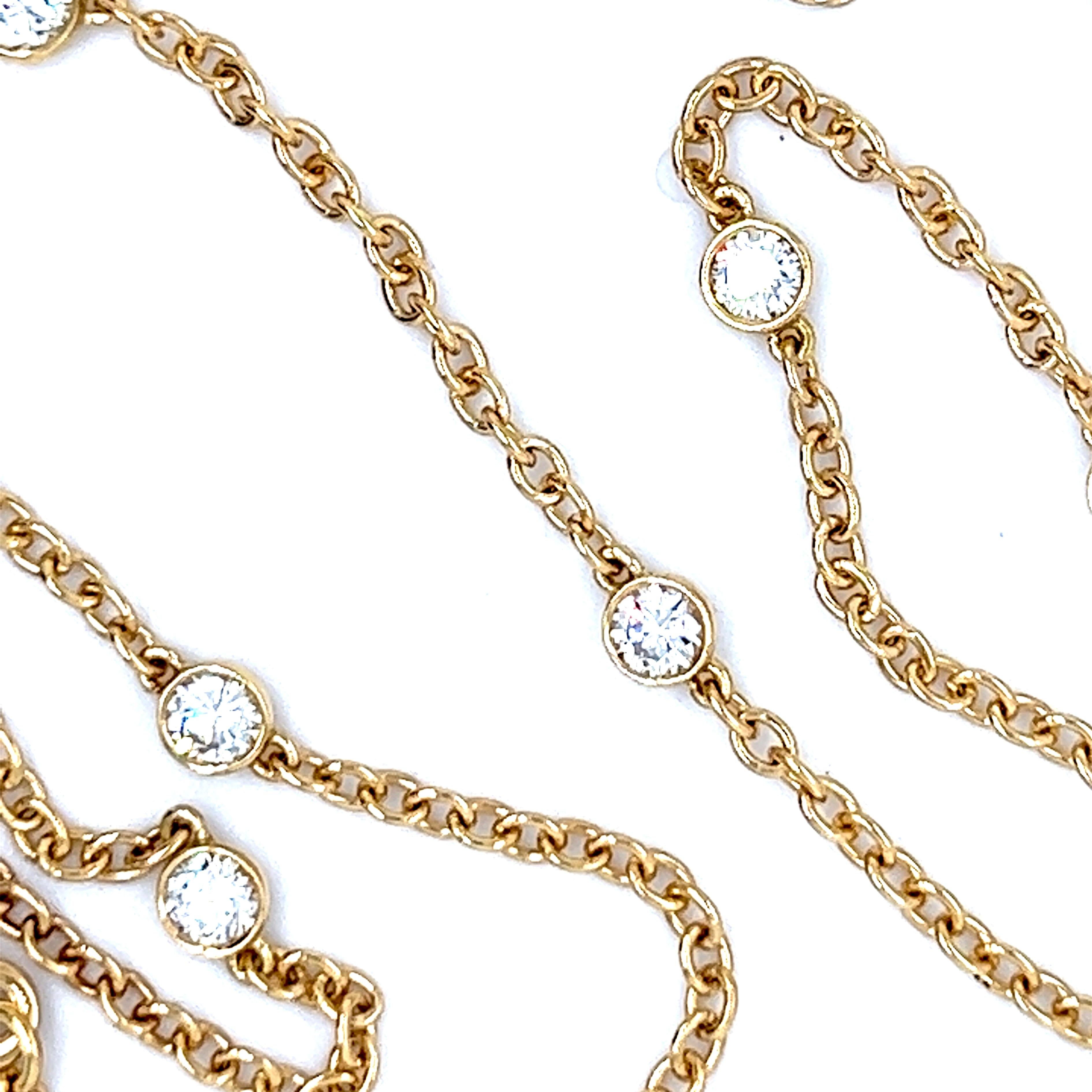 Cartier Original 1985 13 Diamanten by the Yard 18 Karat Gelbgold Halskette (Brillantschliff) im Angebot