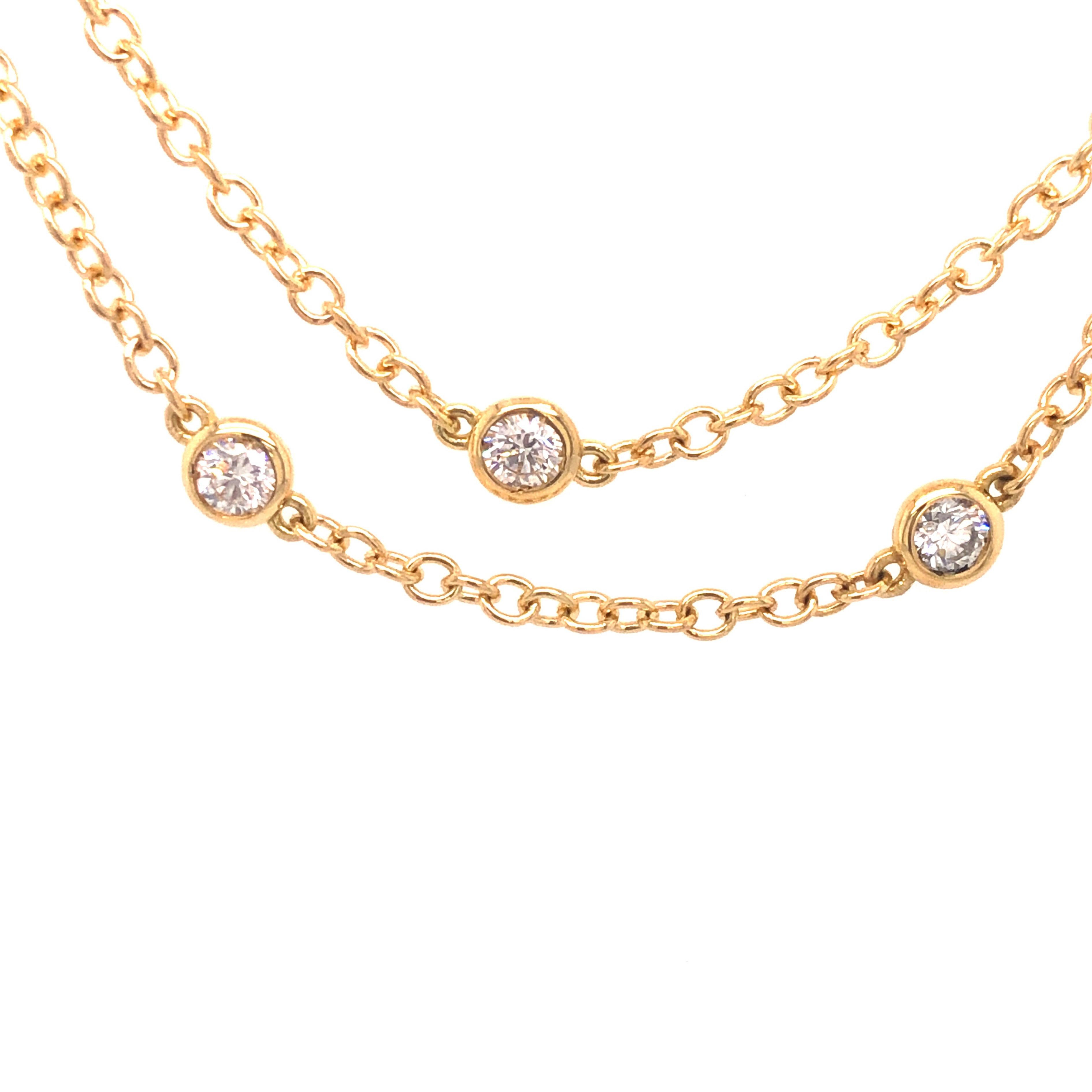 Brilliant Cut Cartier Original 1985 13 Diamonds by the Yard 18 Karat Yellow Gold Necklace