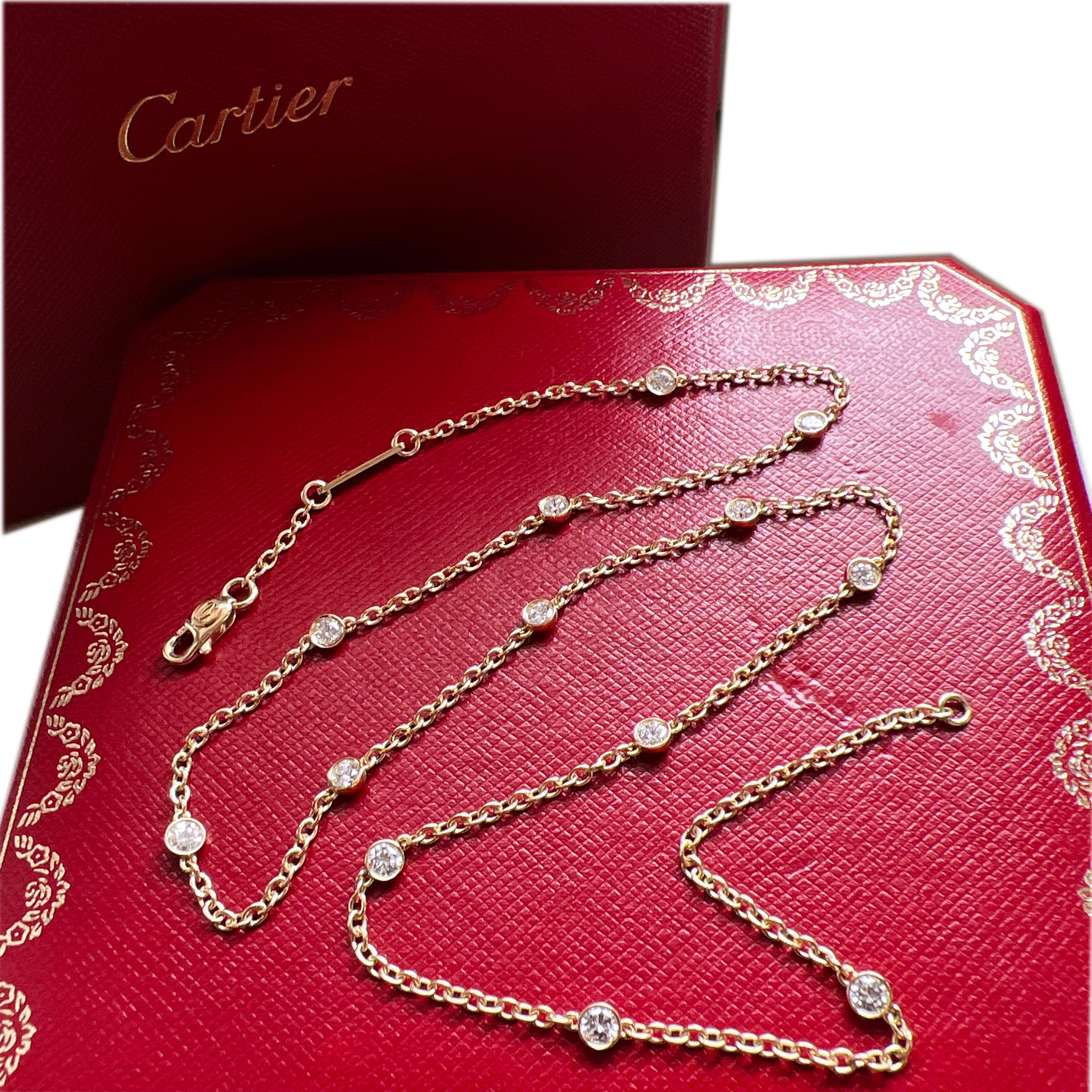 Cartier Collier original 13 diamants au mètre en or jaune 18 carats, 1985 Excellent état à Valenza, IT