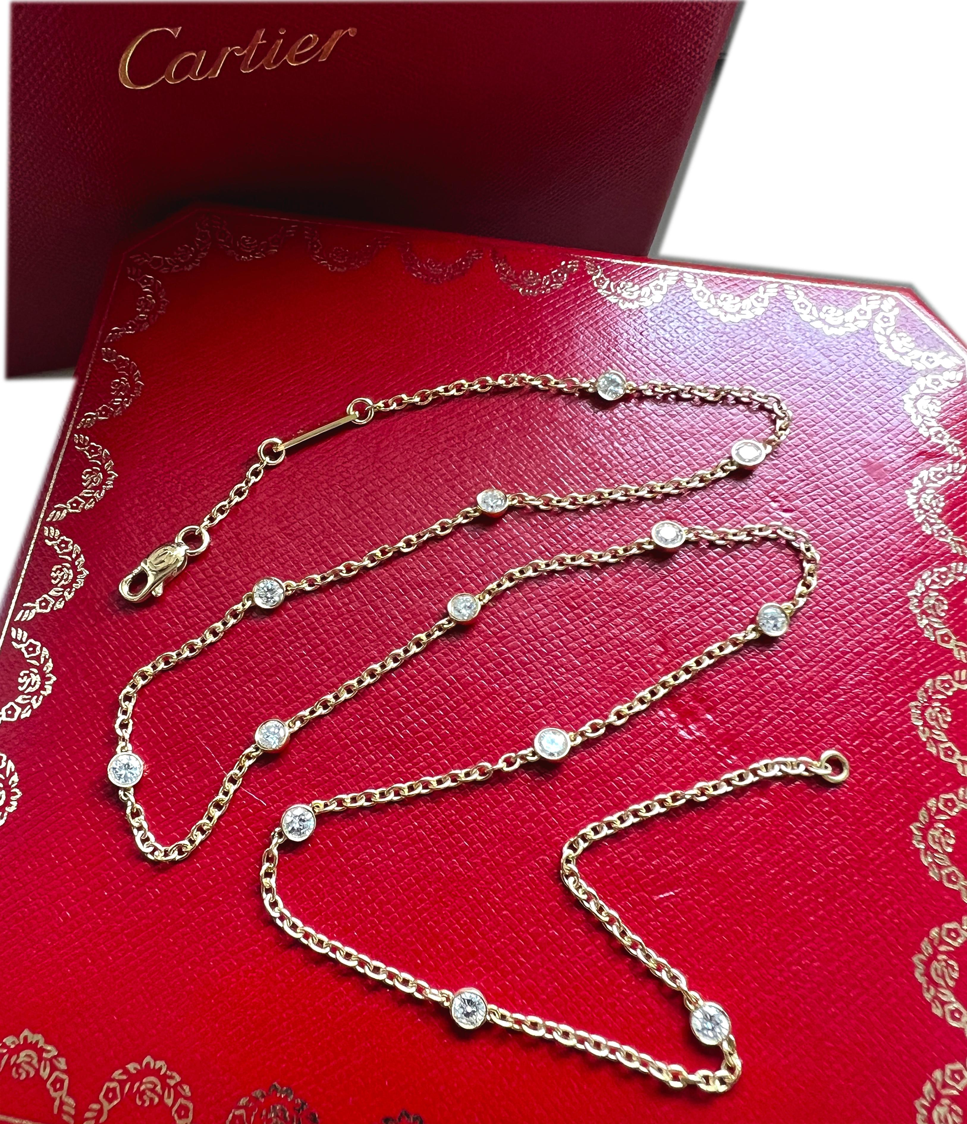 Cartier Original 1985 13 Diamanten by the Yard 18 Karat Gelbgold Halskette für Damen oder Herren im Angebot