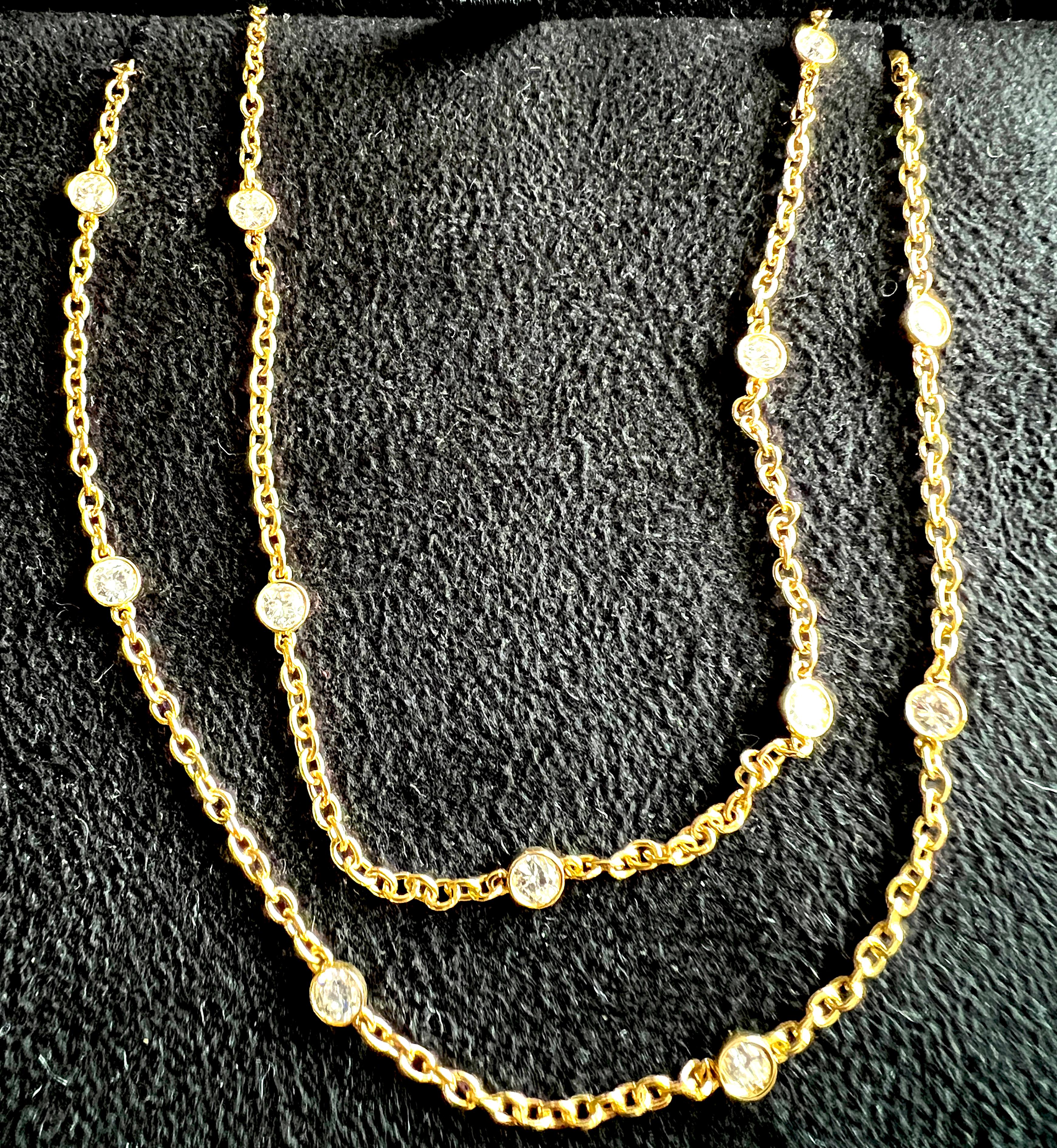 Cartier Original 1985 13 Diamanten by the Yard 18 Karat Gelbgold Halskette im Angebot 1