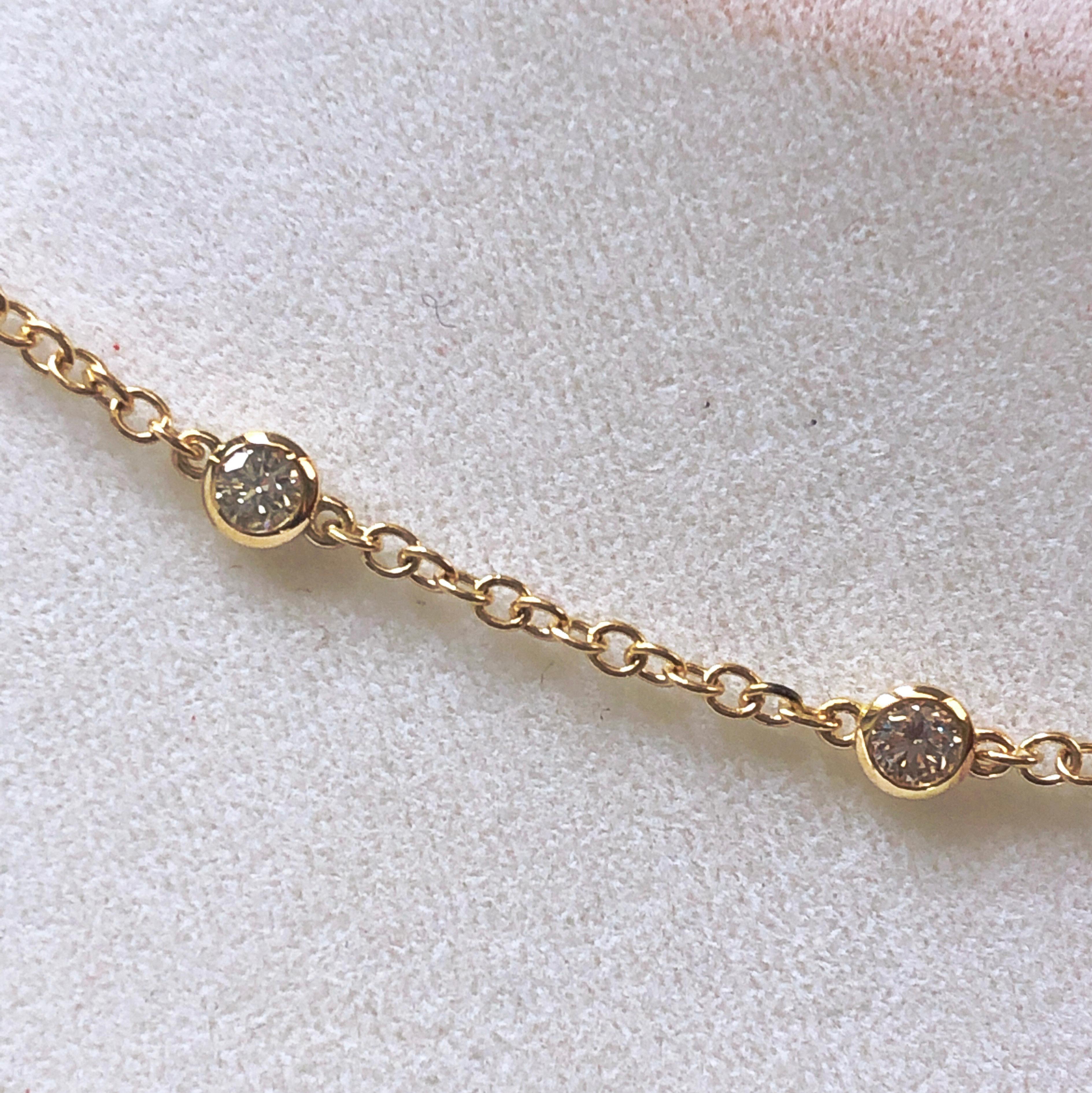 Women's or Men's Cartier Original 1985 13 Diamonds by the Yard 18 Karat Yellow Gold Necklace