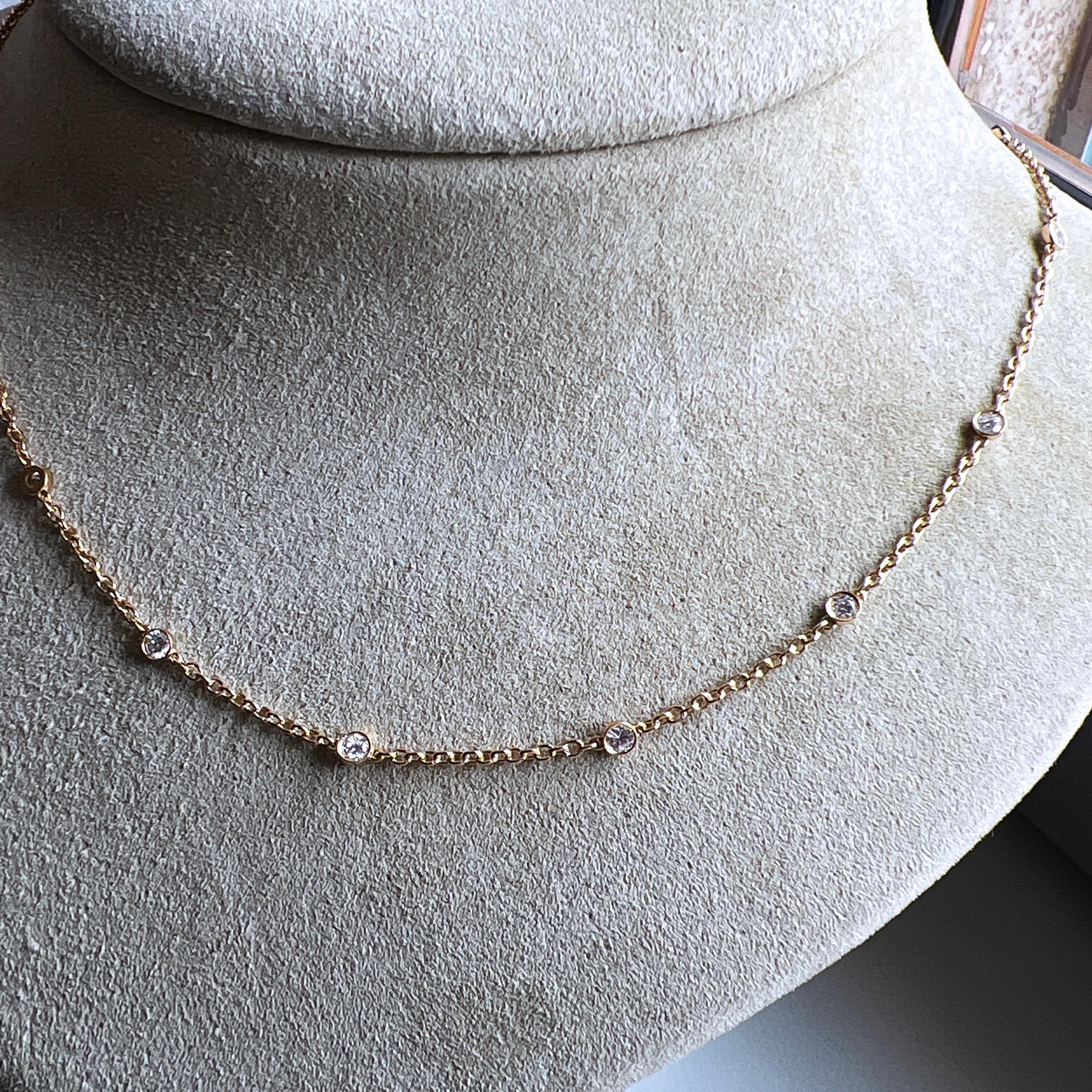 Cartier Original 1985 13 Diamanten by the Yard 18 Karat Gelbgold Halskette im Angebot 2