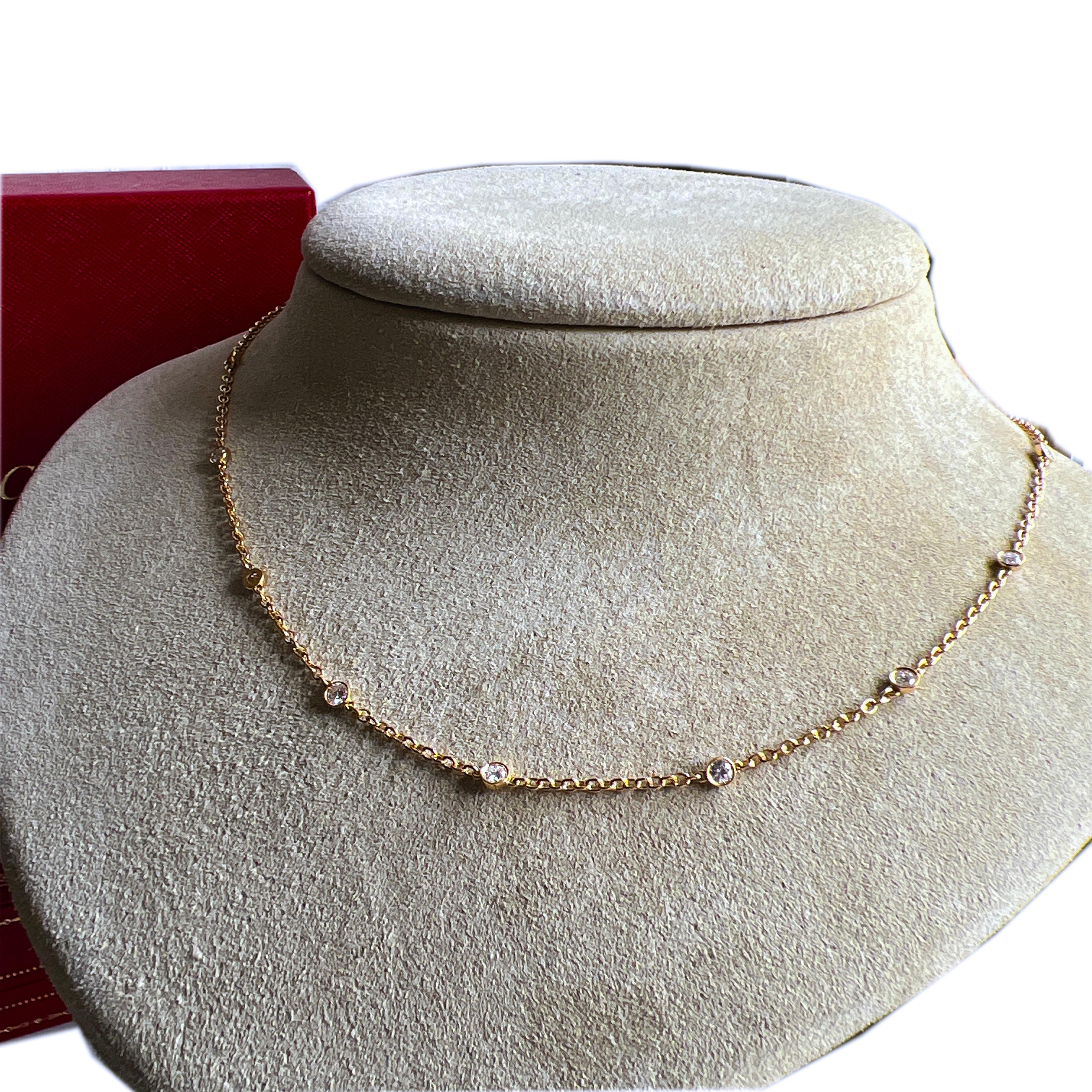 Cartier Original 1985 13 Diamanten by the Yard 18 Karat Gelbgold Halskette im Angebot 3