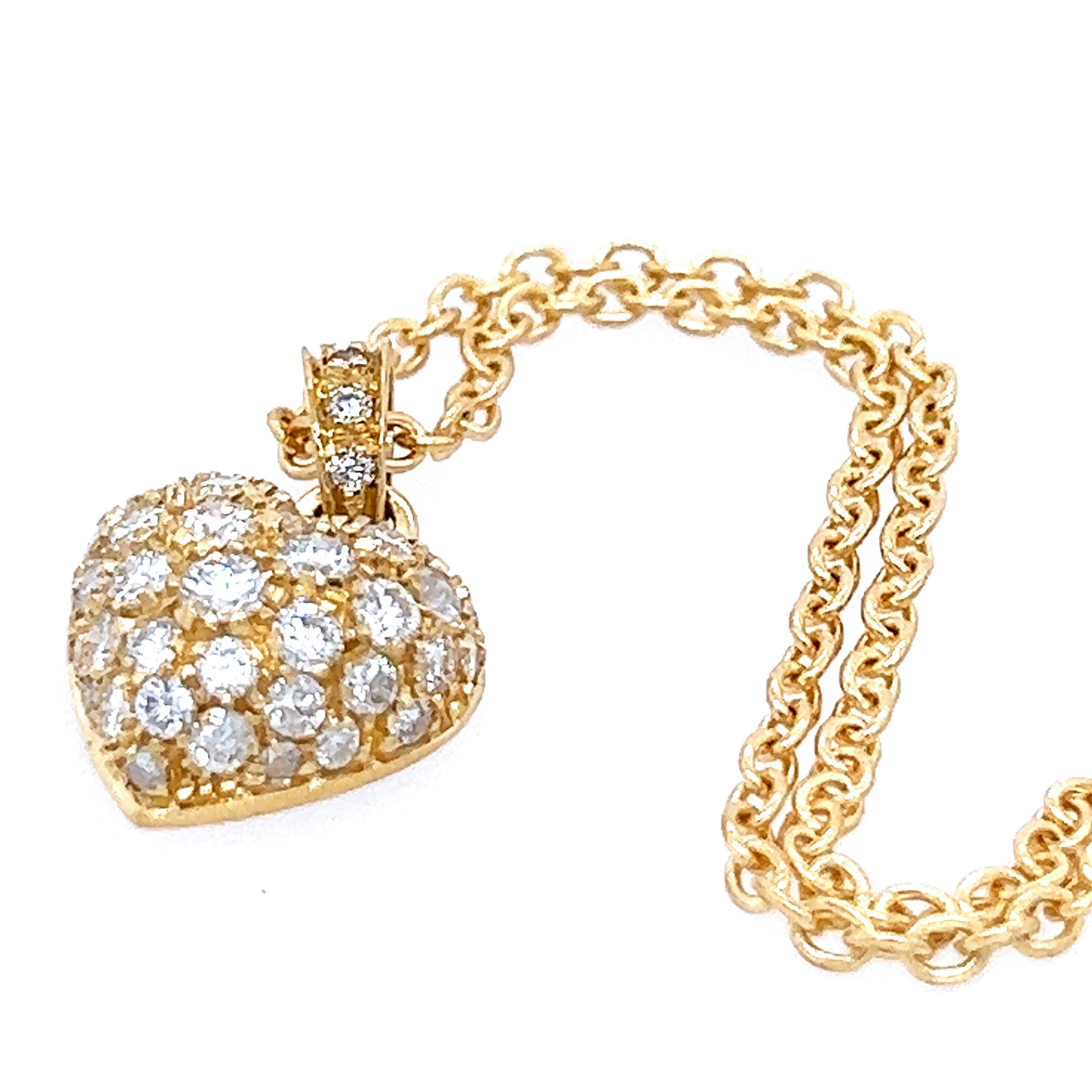 Cartier Original 1990 White Diamond 18 Karat Yellow Gold Heart Pendant Necklace 5