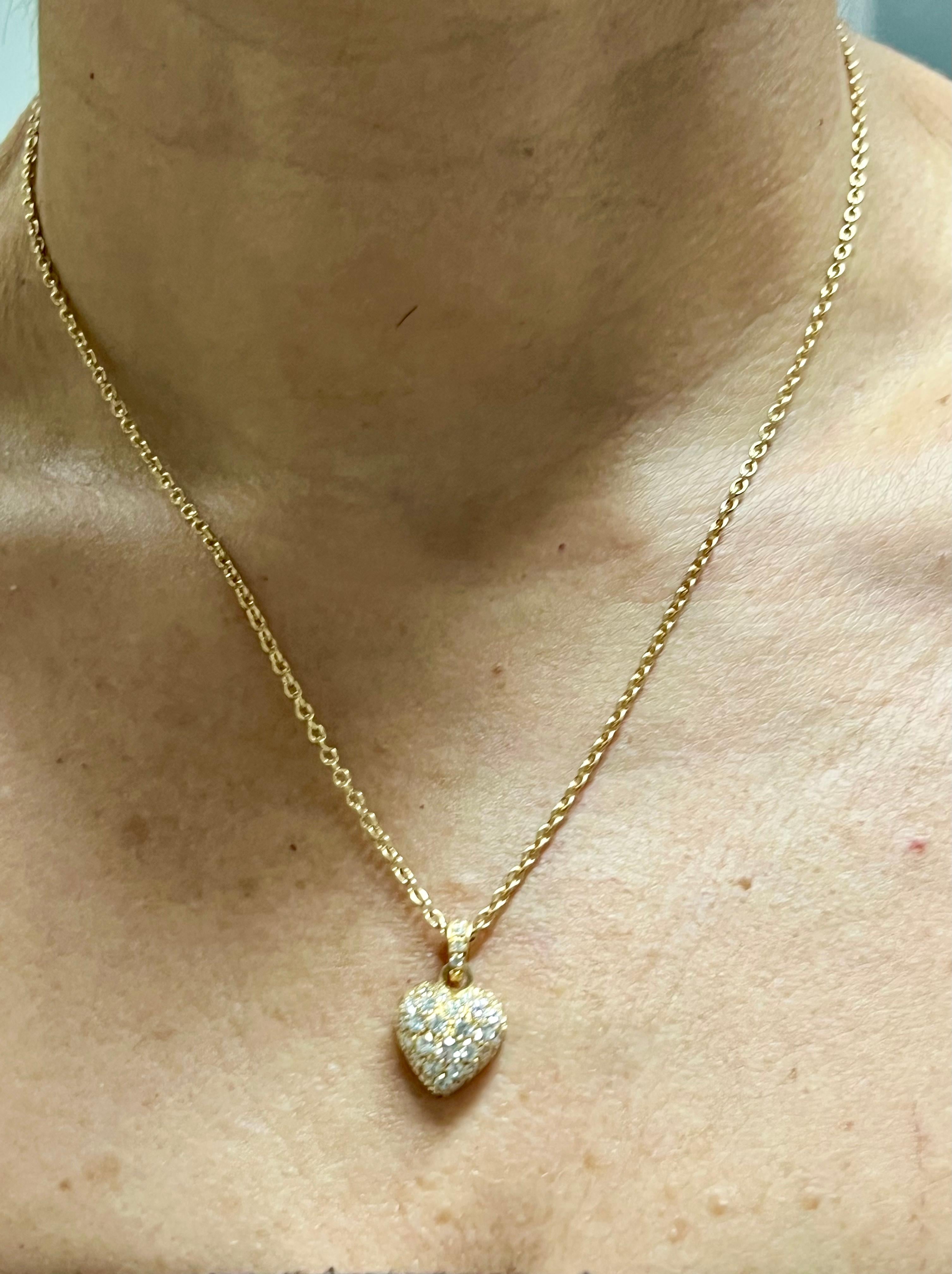 Cartier Original 1990 White Diamond 18 Karat Yellow Gold Heart Pendant Necklace 6