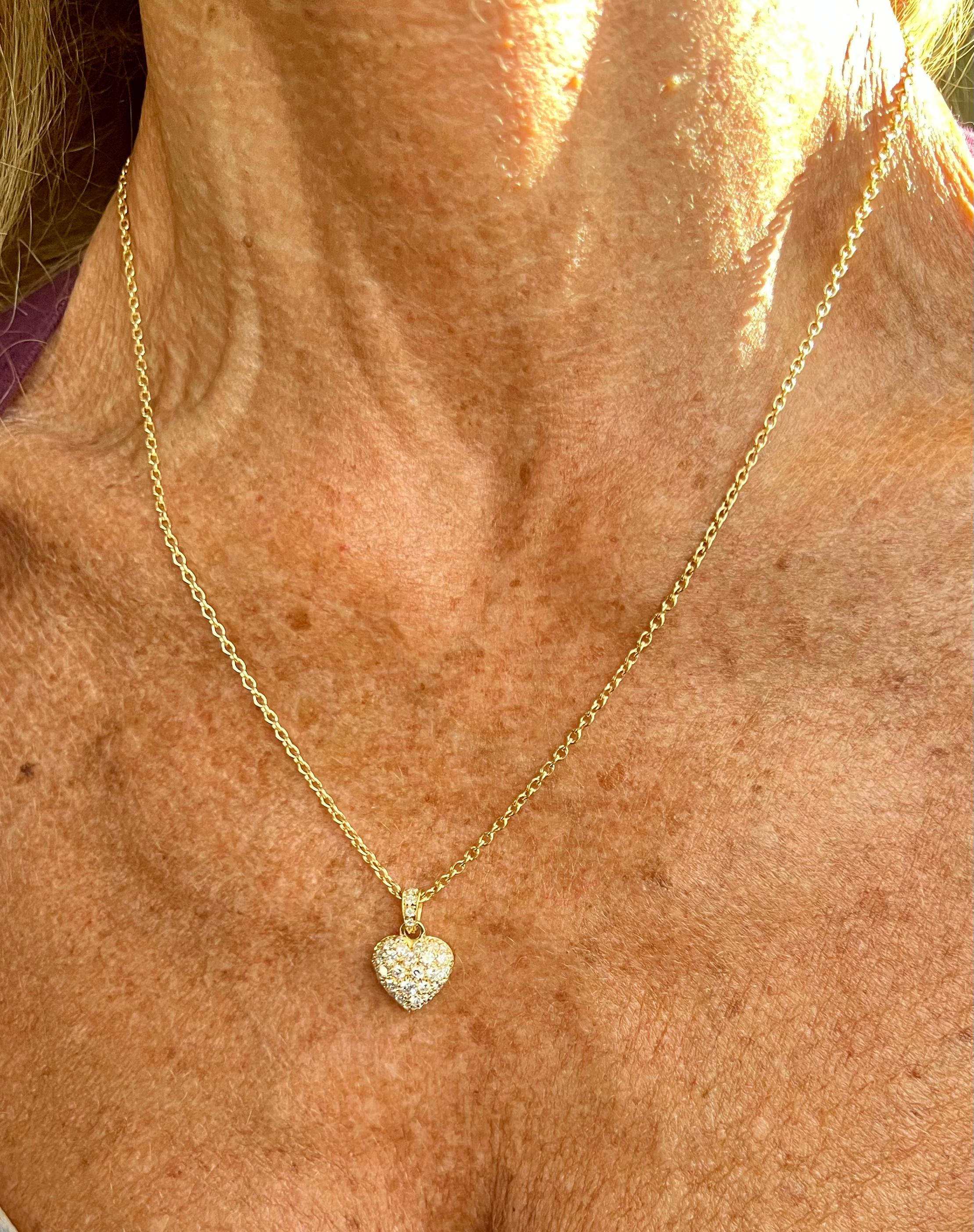 Cartier Original 1990 White Diamond 18 Karat Yellow Gold Heart Pendant Necklace 7