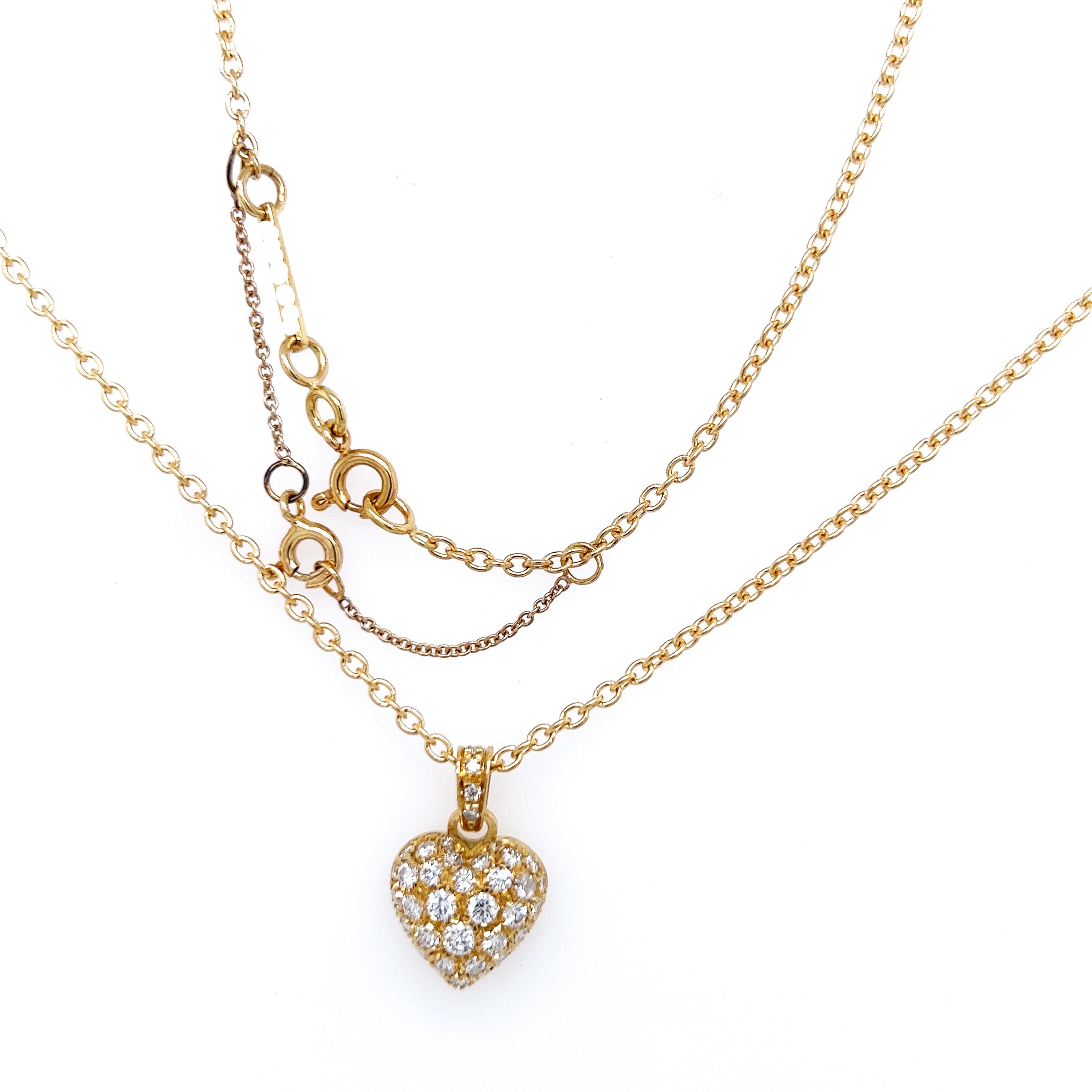 Cartier Original 1990 White Diamond 18 Karat Yellow Gold Heart Pendant Necklace 8