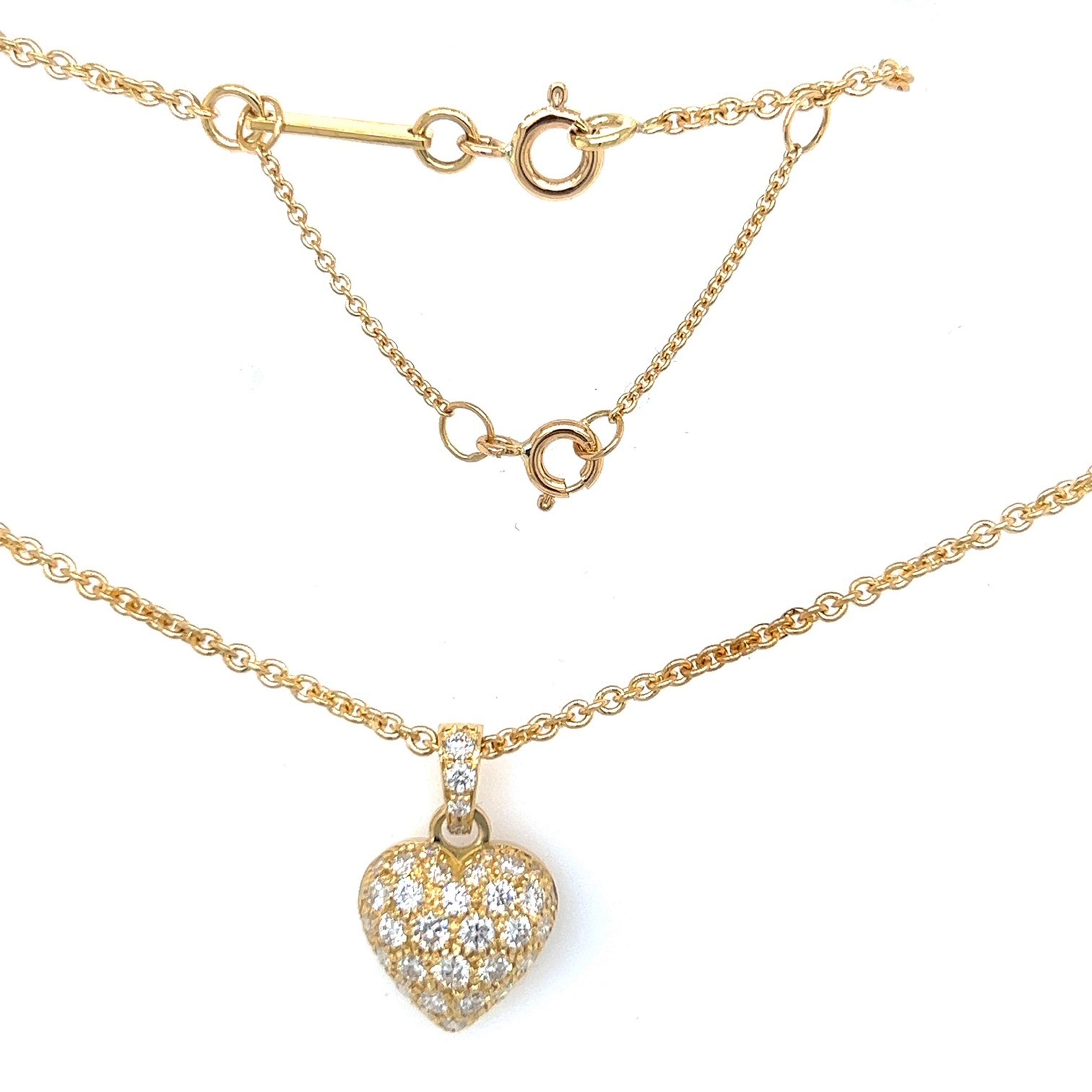 Cartier, collier à pendentif cœur original en or jaune 18 carats et diamants blancs, 1990 5