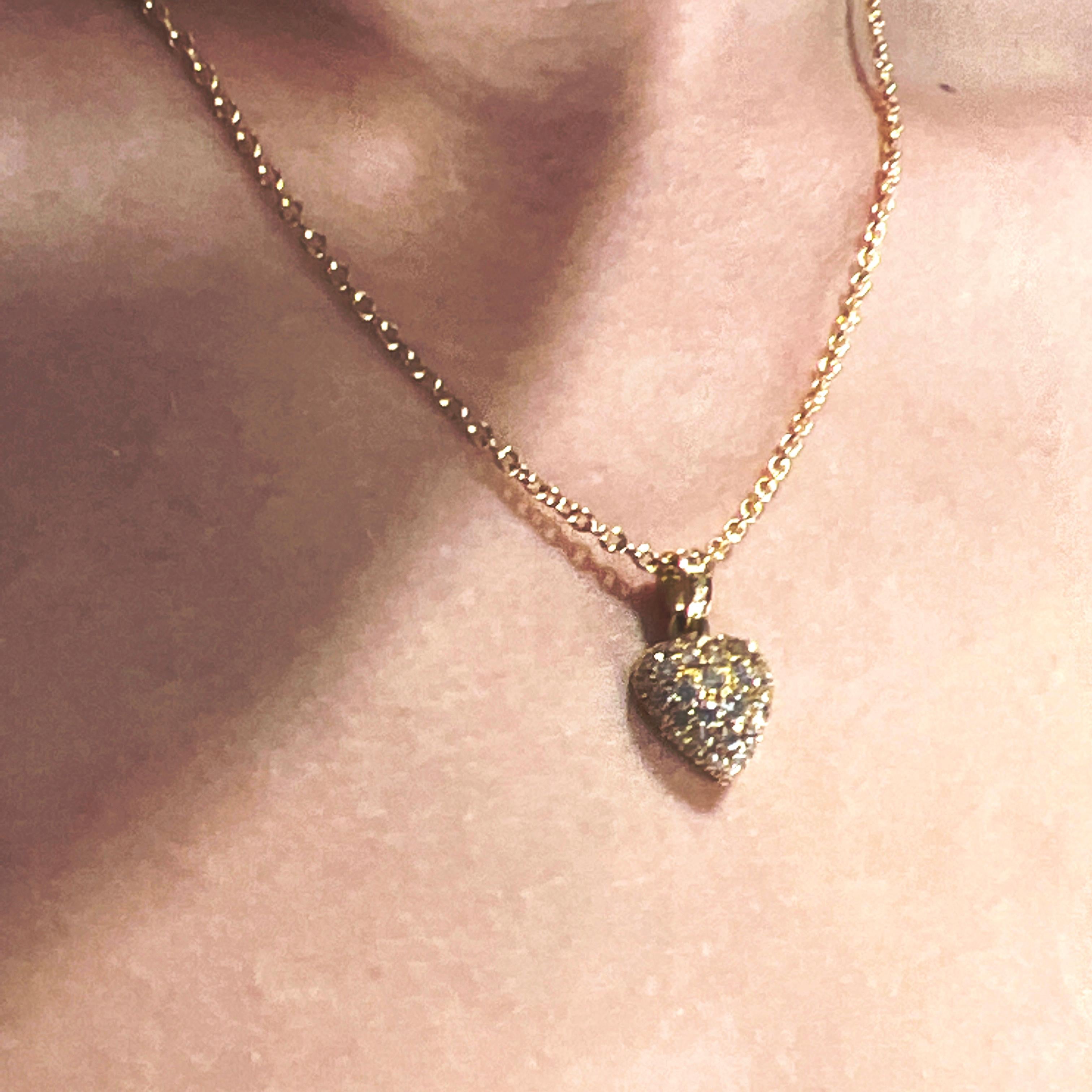 Cartier Original 1990 White Diamond 18 Karat Yellow Gold Heart Pendant Necklace 13