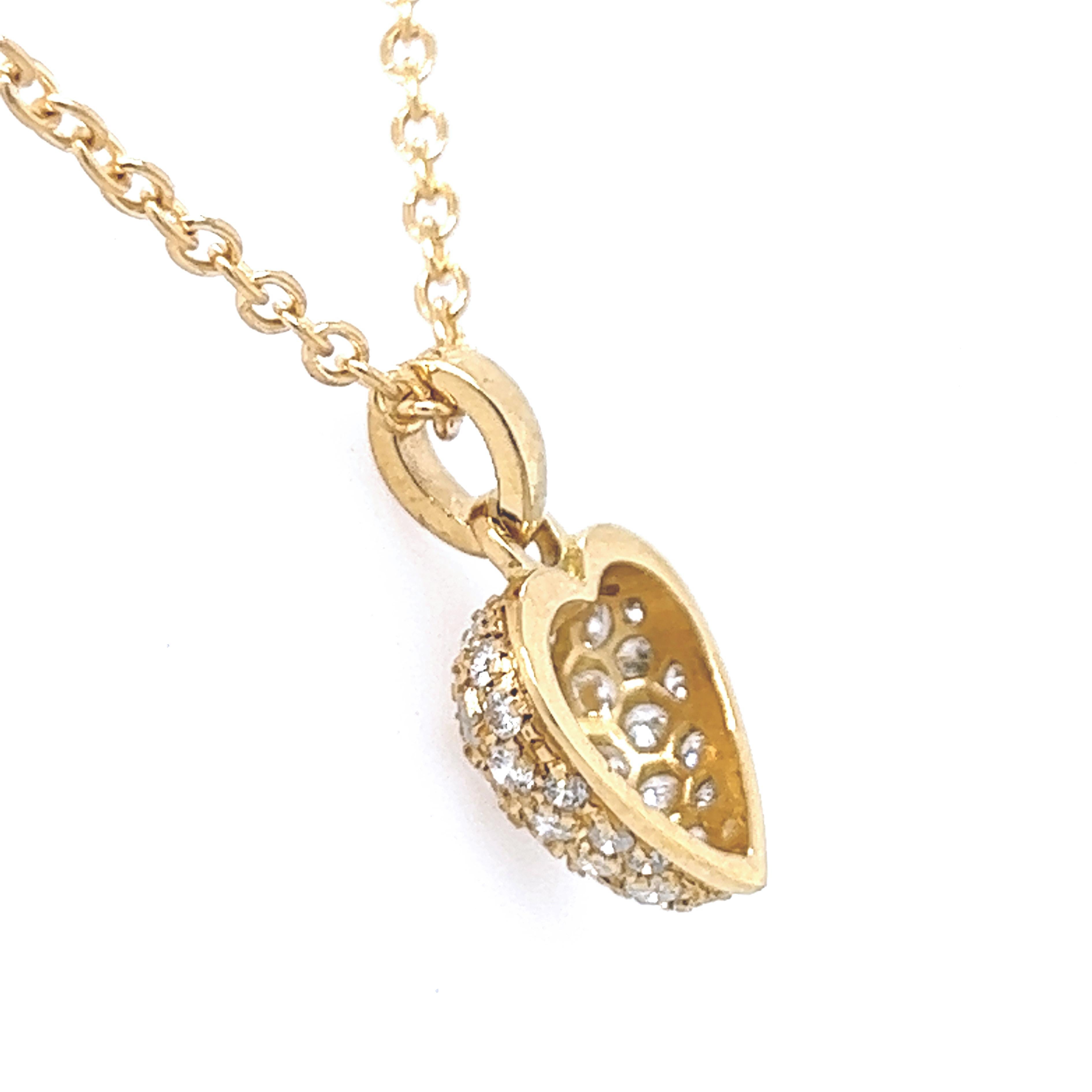 Cartier, collier à pendentif cœur original en or jaune 18 carats et diamants blancs, 1990 Excellent état à Valenza, IT