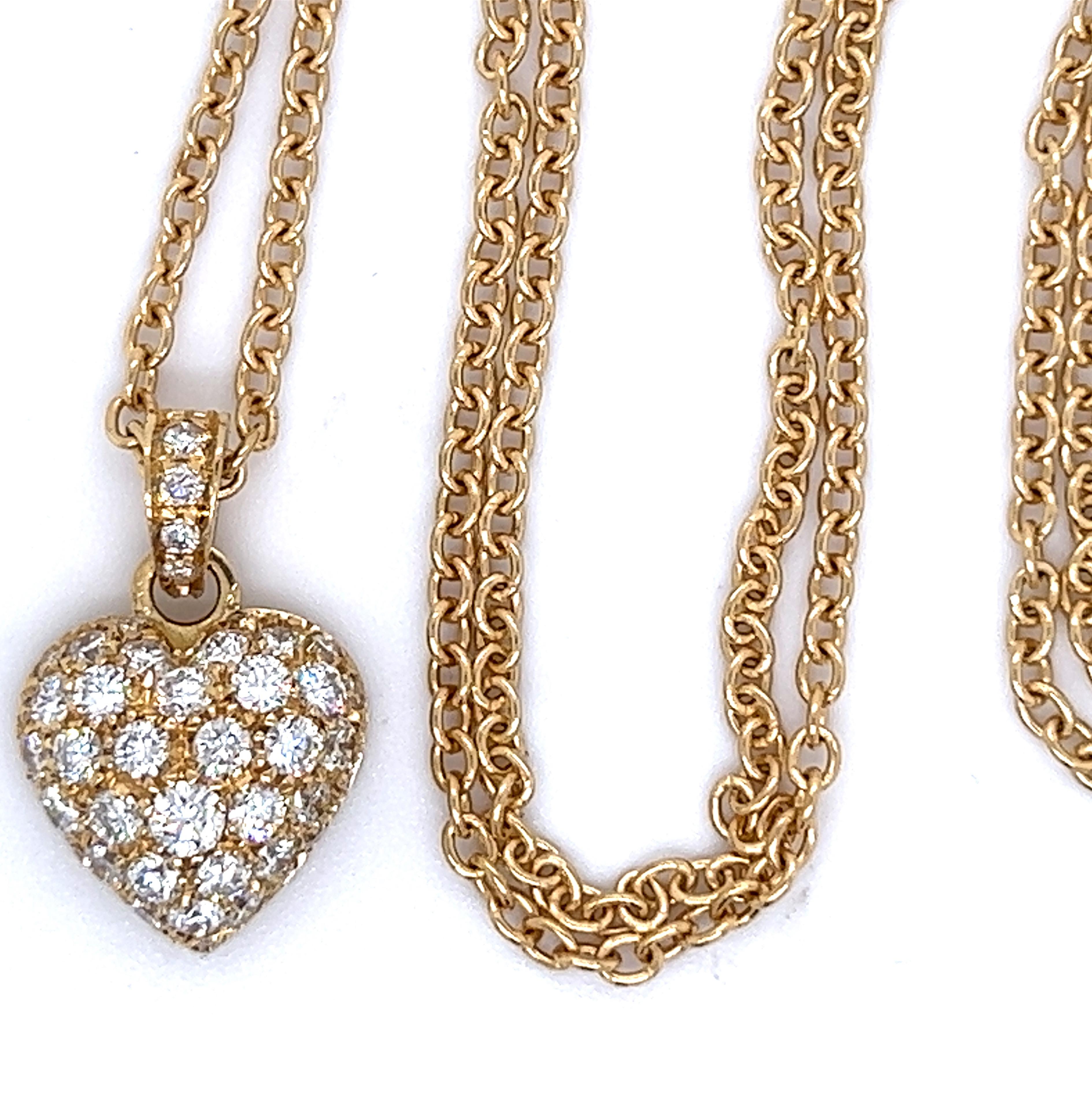 Cartier Original 1990 White Diamond 18 Karat Yellow Gold Heart Pendant Necklace 2
